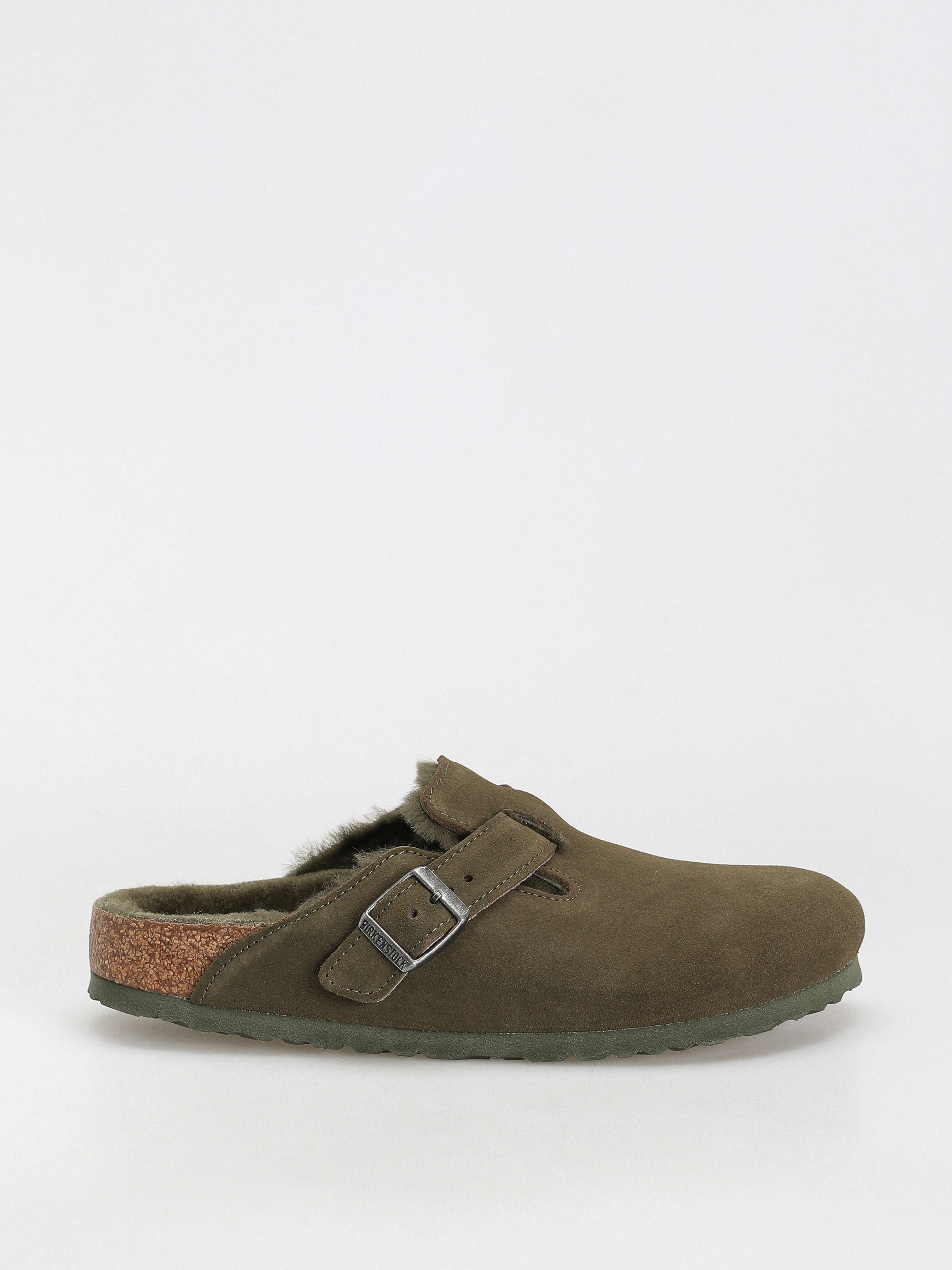 u0160u013eapky Birkenstock Boston Suede Leather Narrow Wmn (thyme)