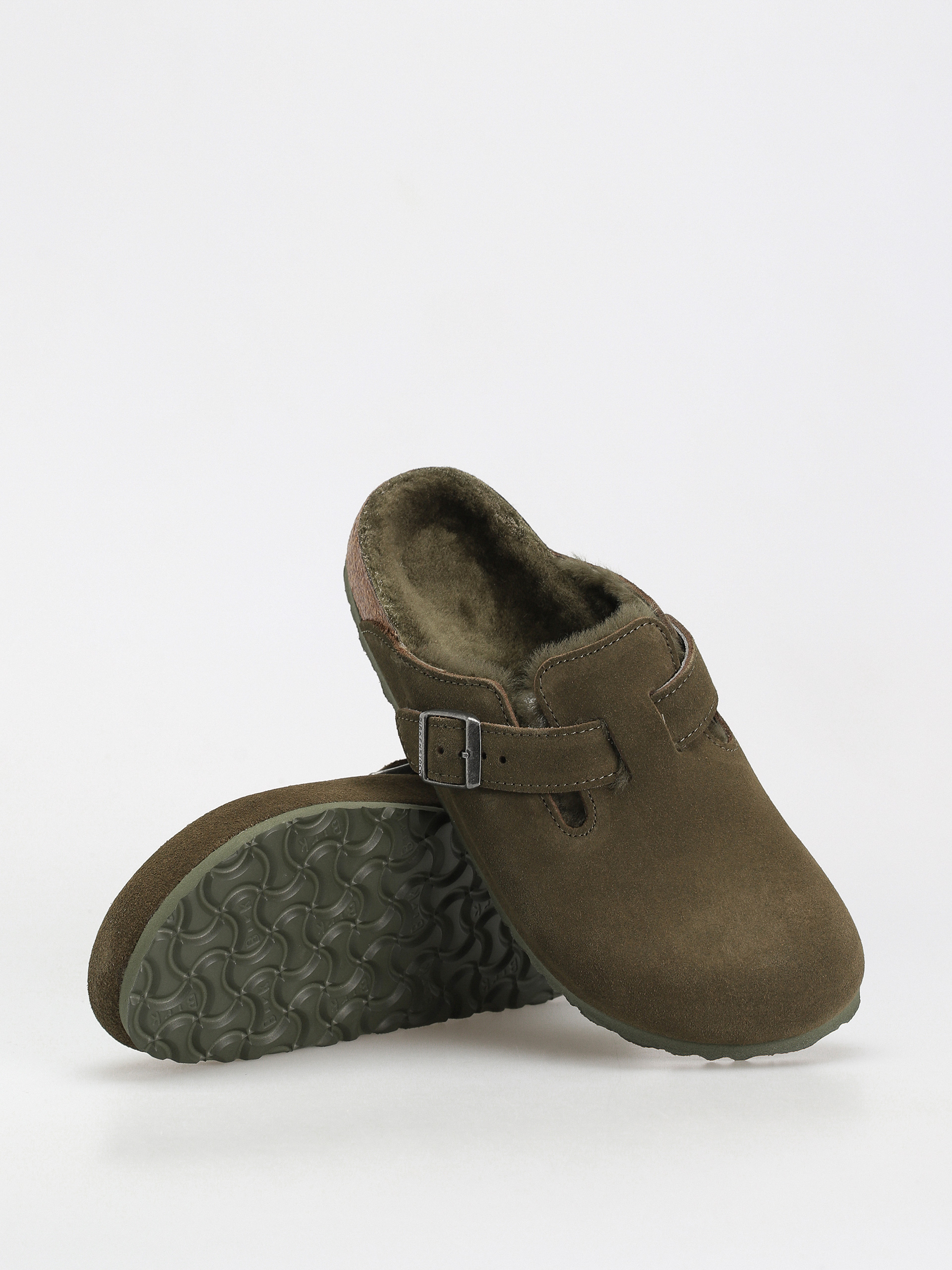 Šľapky Birkenstock Boston Suede Leather Narrow Wmn (thyme)