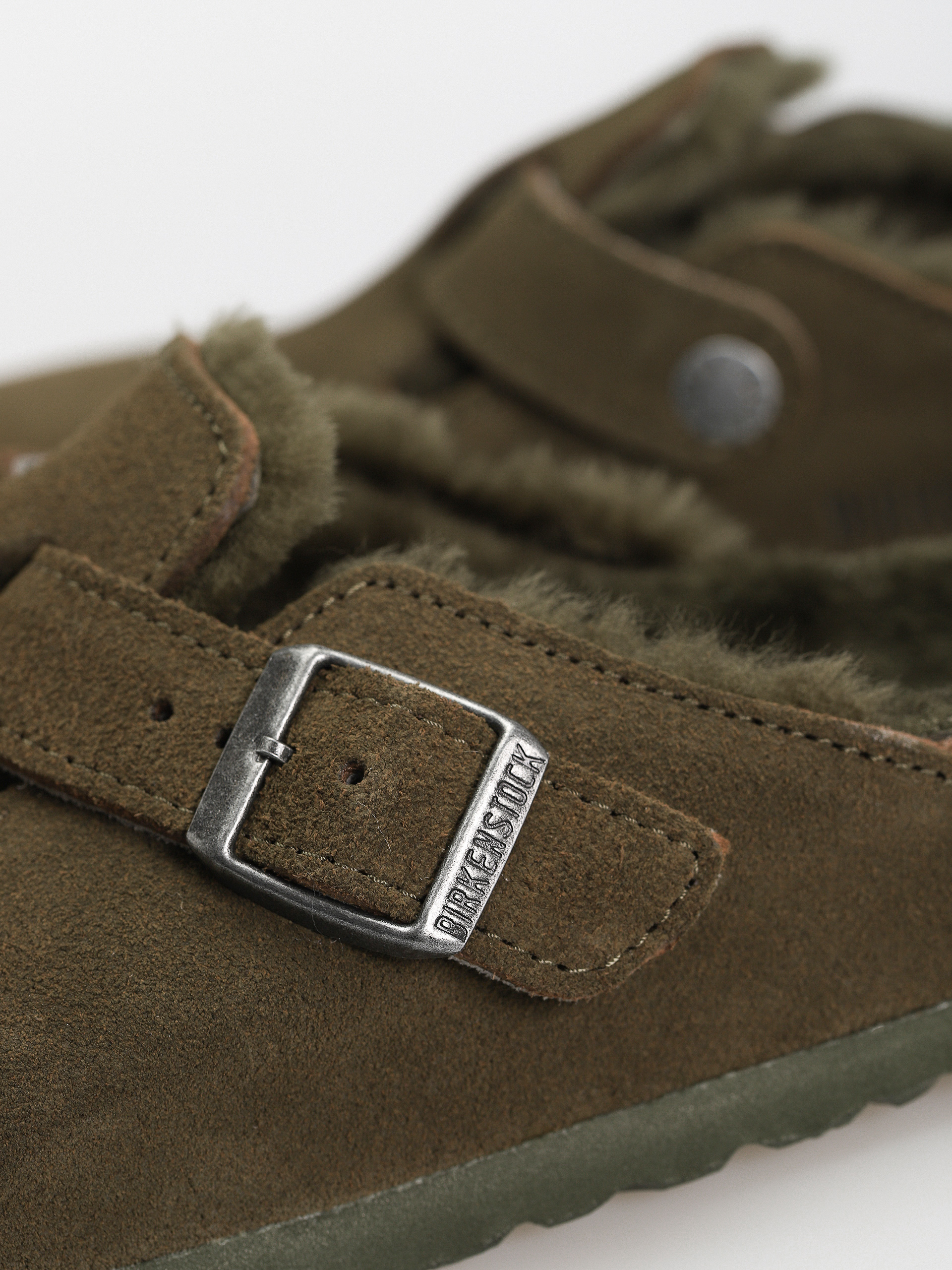 Šľapky Birkenstock Boston Suede Leather Narrow Wmn (thyme)