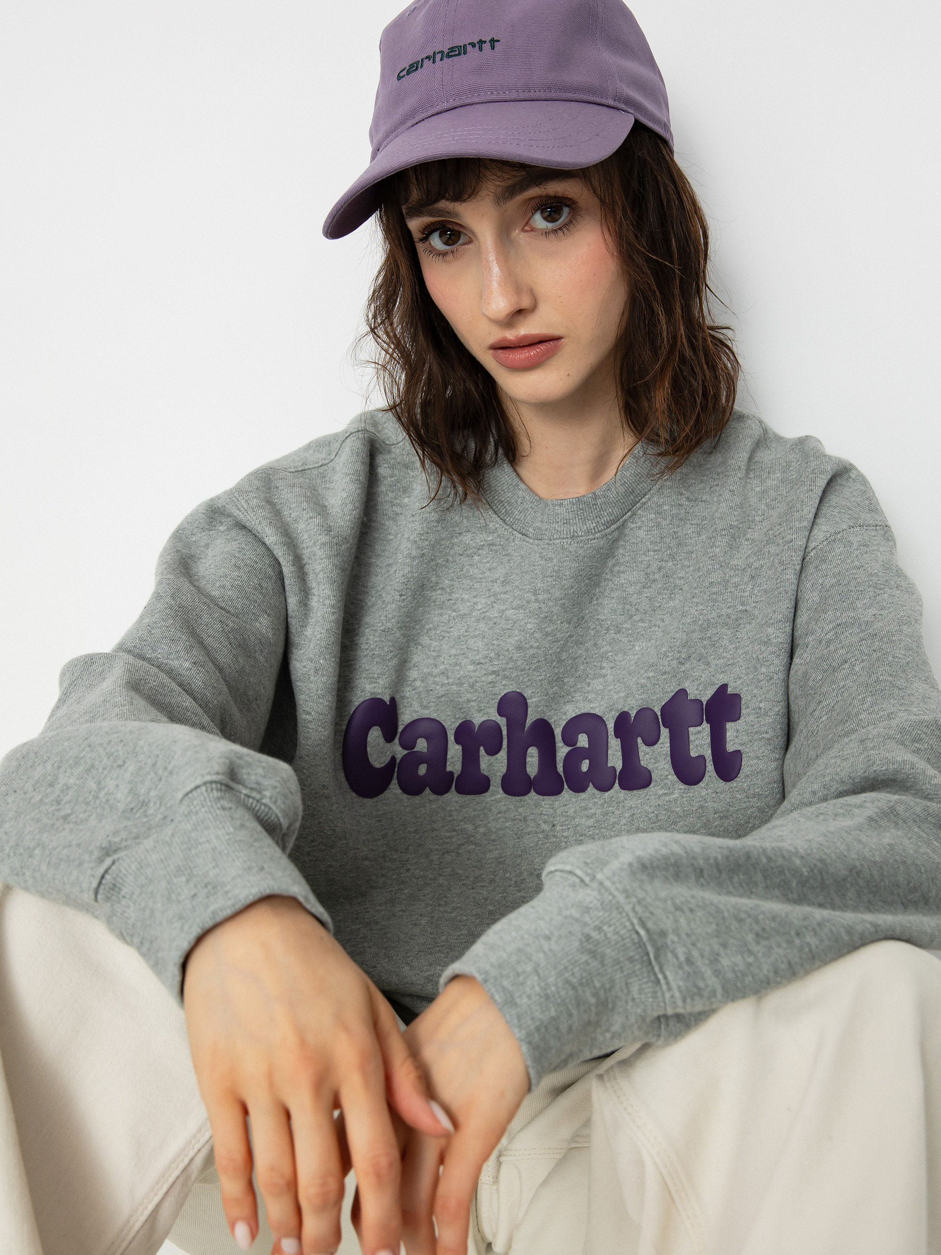 Mikina Carhartt WIP Bubbles Wmn (grey heather/cassis)