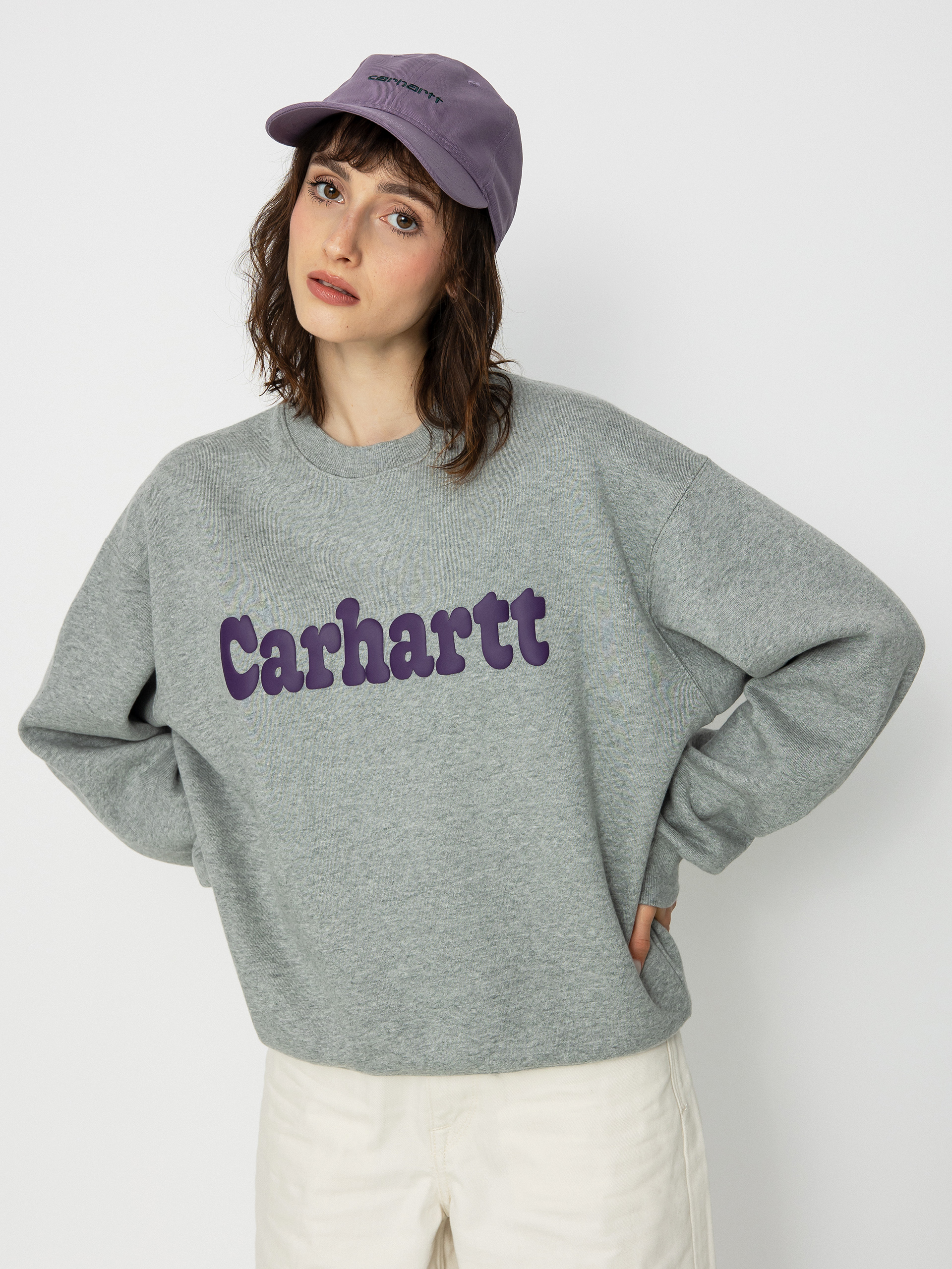 Mikina Carhartt WIP Bubbles Wmn (grey heather/cassis)