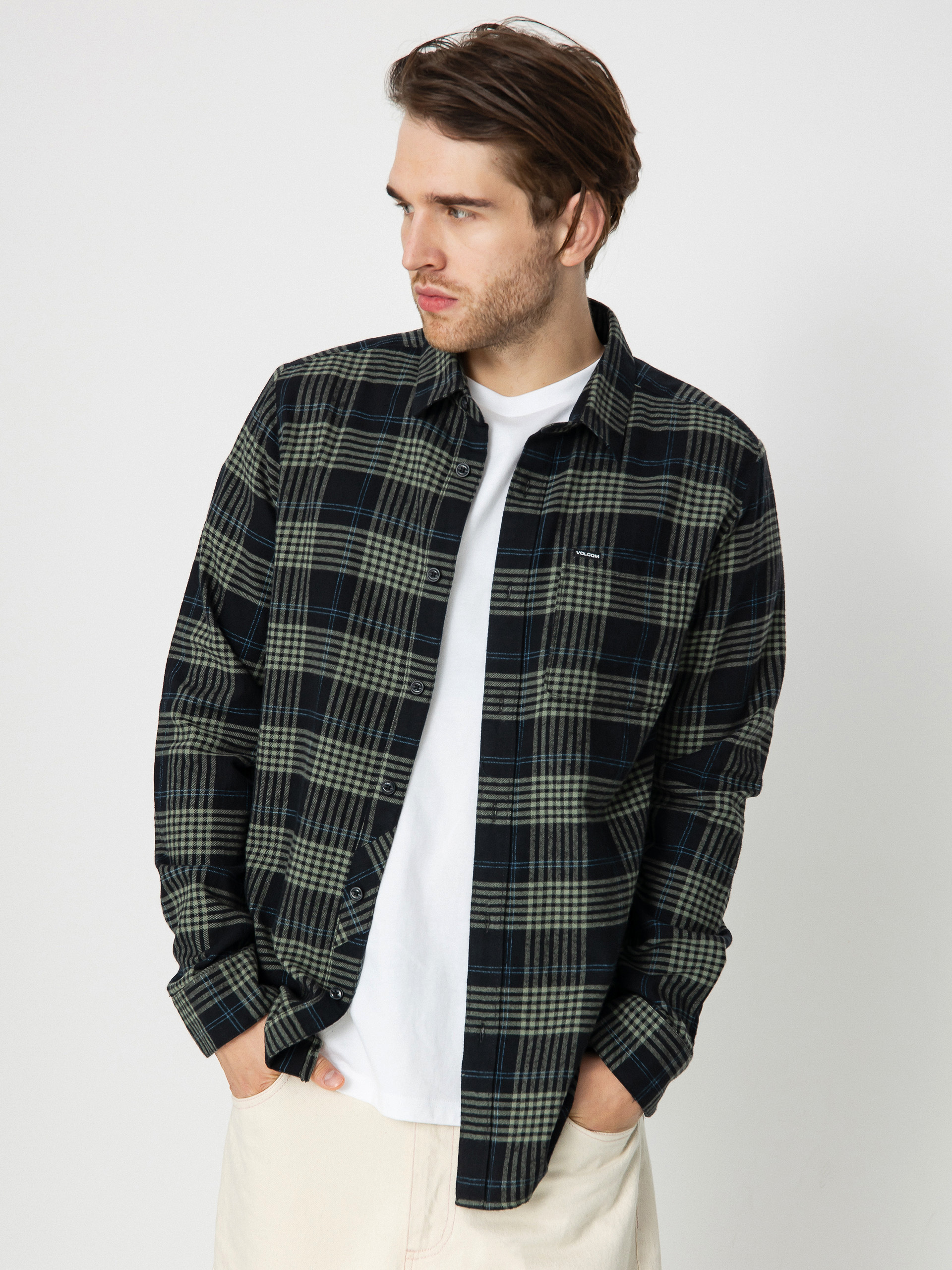 Košeľa Volcom Caden Plaid Ls (black)