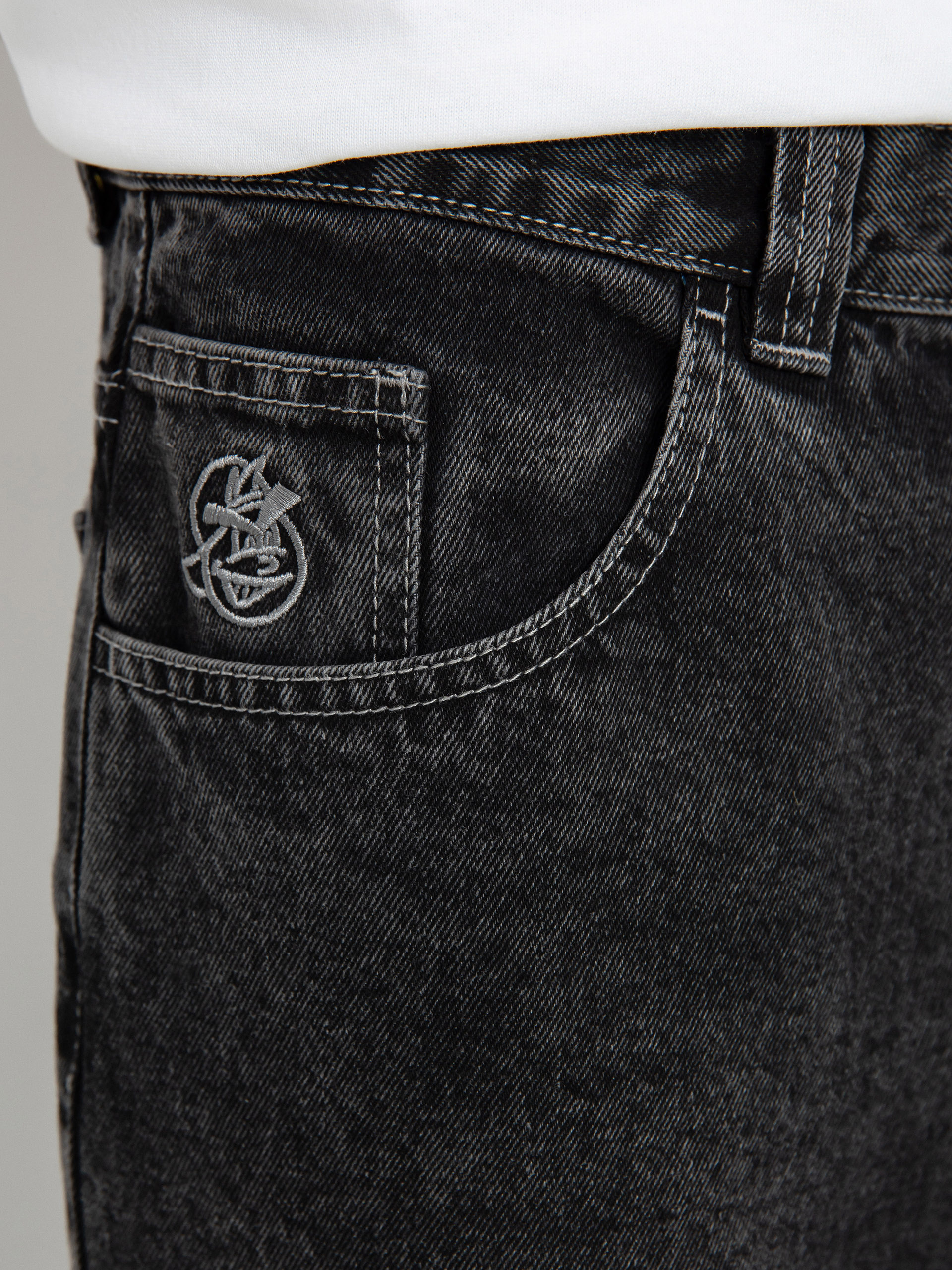 Nohavice Polar Skate 93! Denim (silver black)