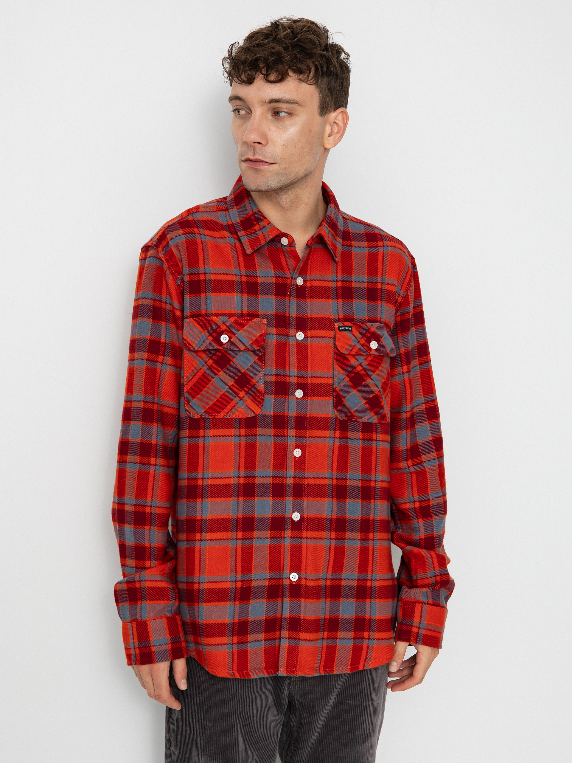 Košeľa Brixton Bowery Flannel Ls (barn red/flint blue/dark burgu)