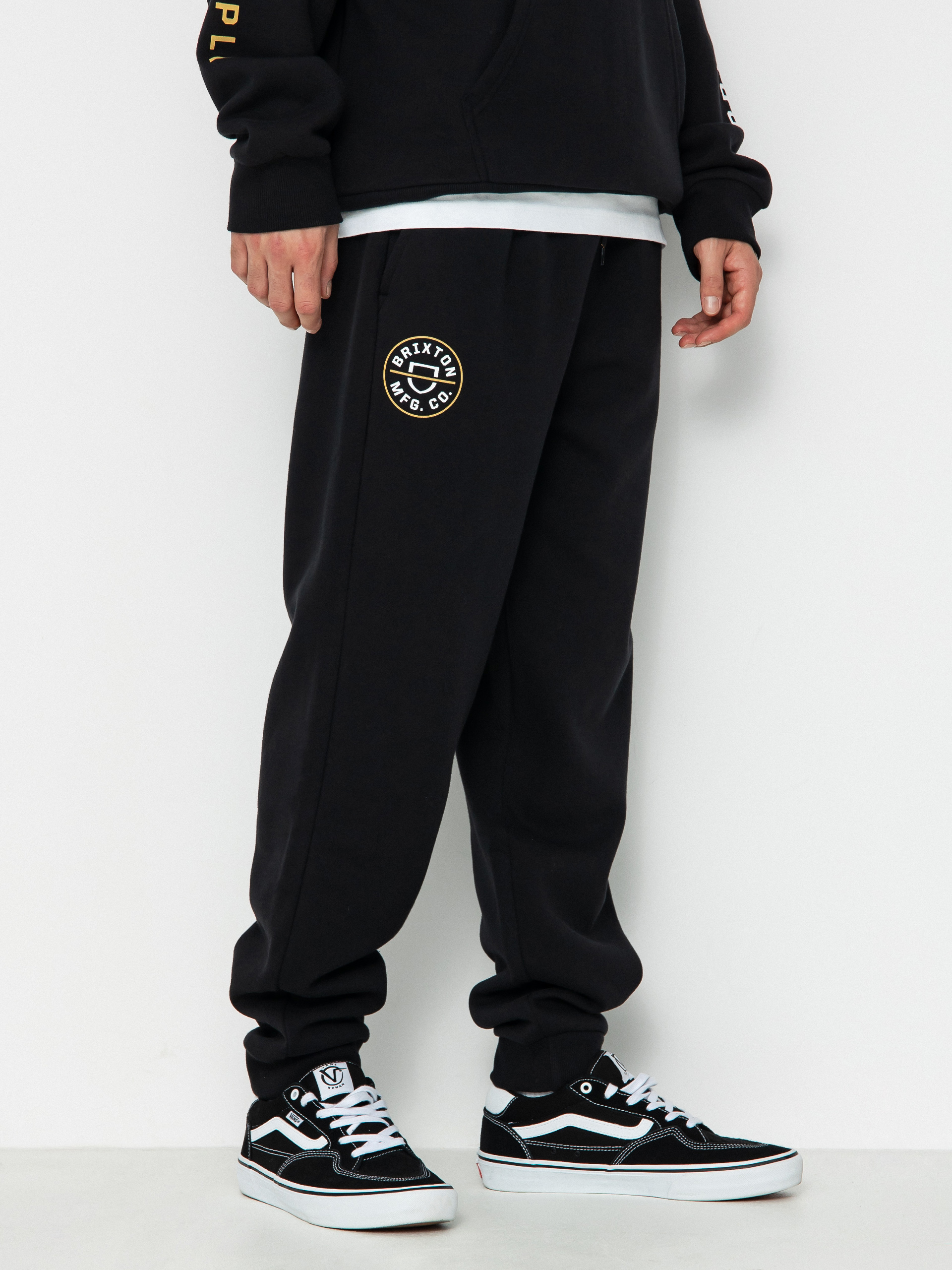 Nohavice Brixton Crest Line Fleece Sweat (black)
