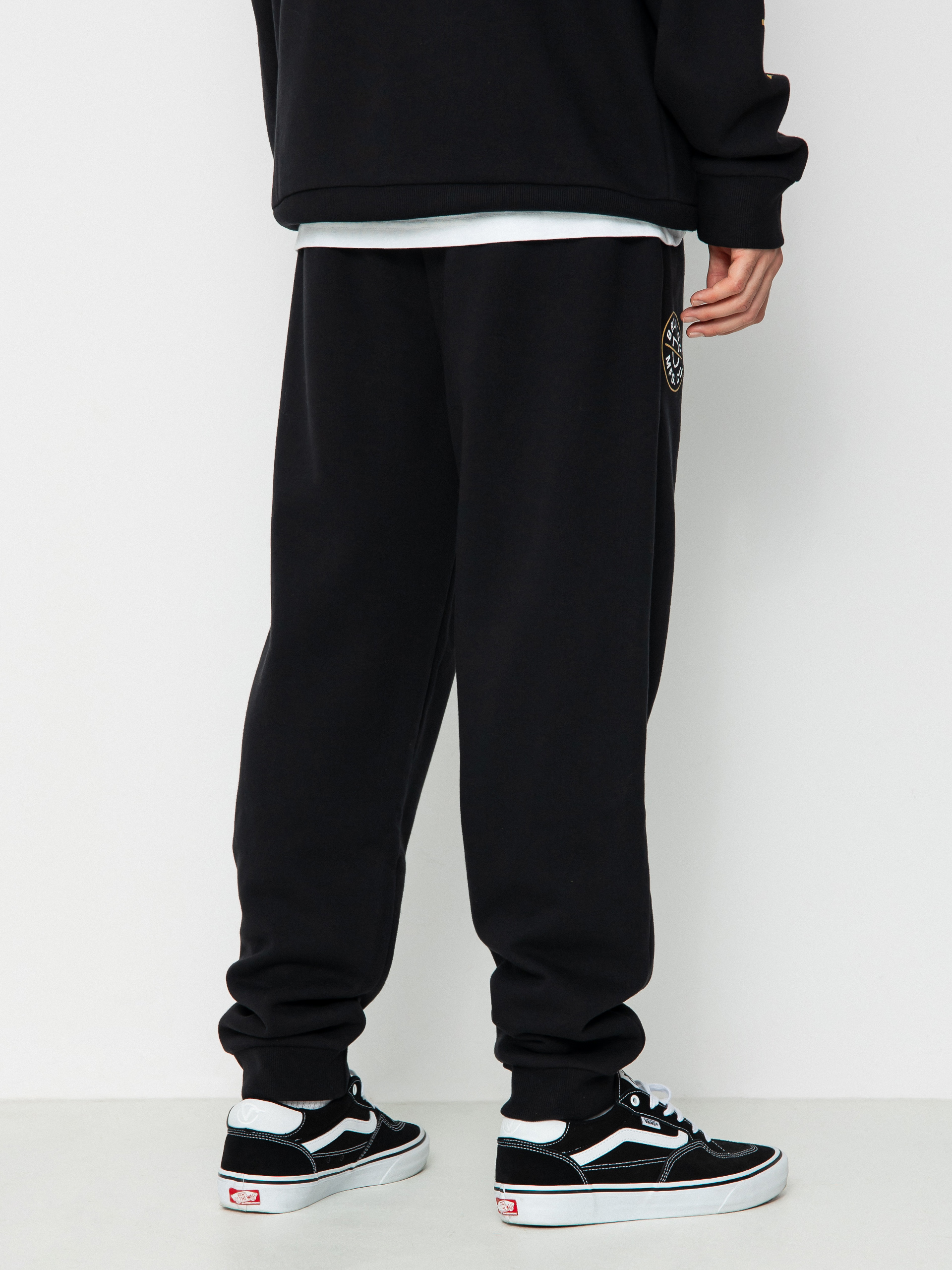 Nohavice Brixton Crest Line Fleece Sweat (black)