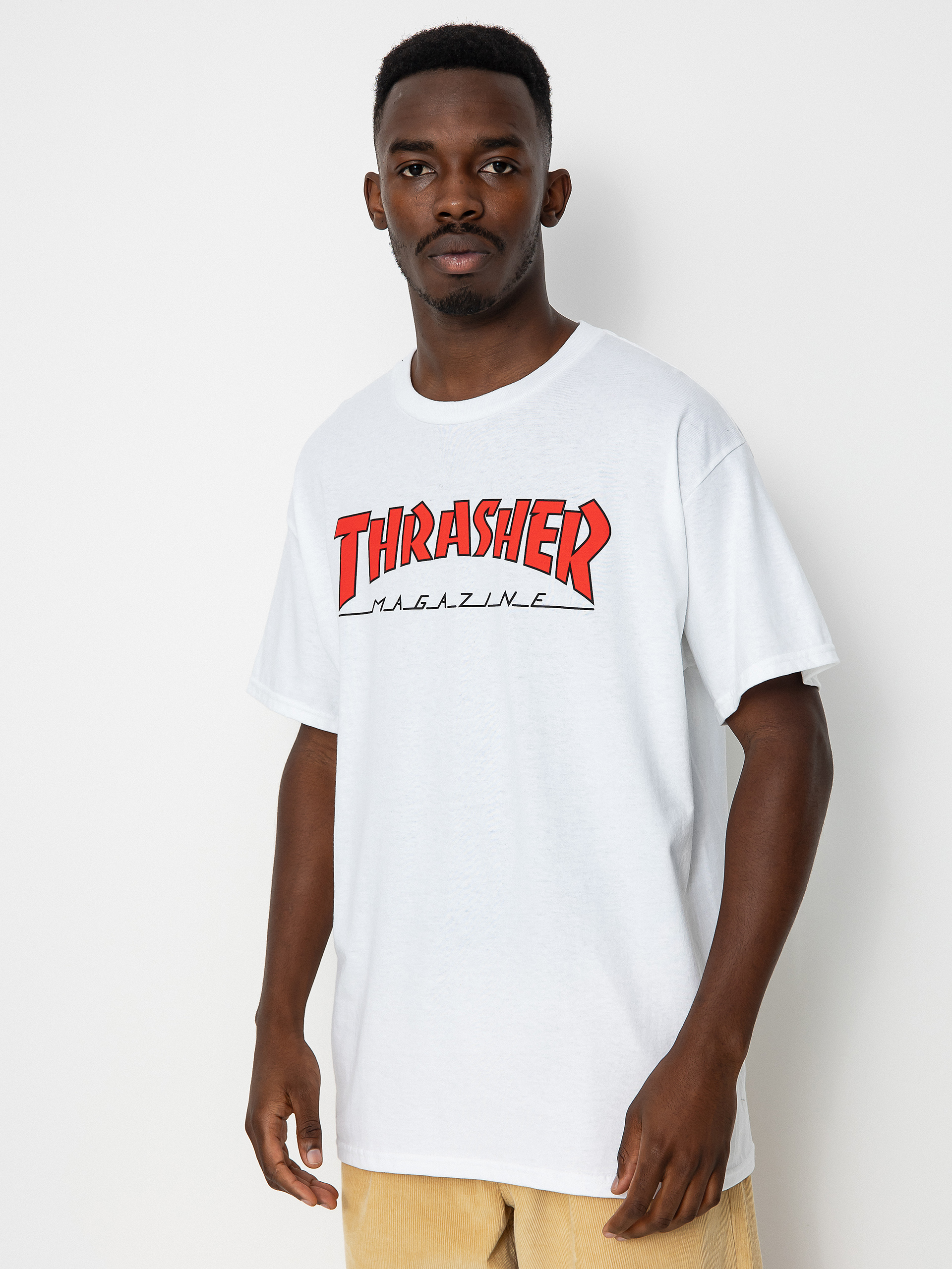 Tričko Thrasher Outlined (white/red)