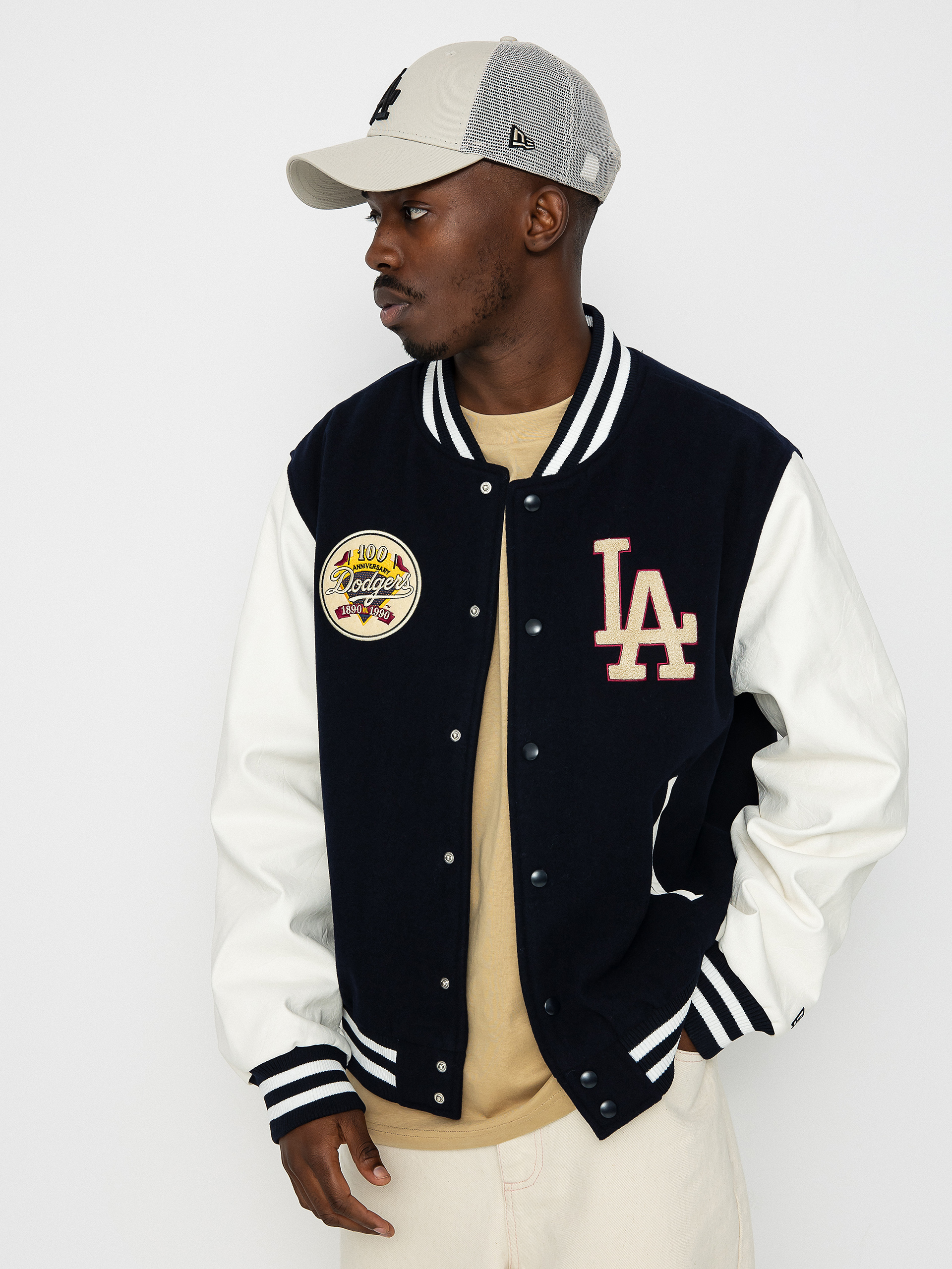 Bunda New Era MLB Varsity Los Angeles Dodgers (navy/off white)