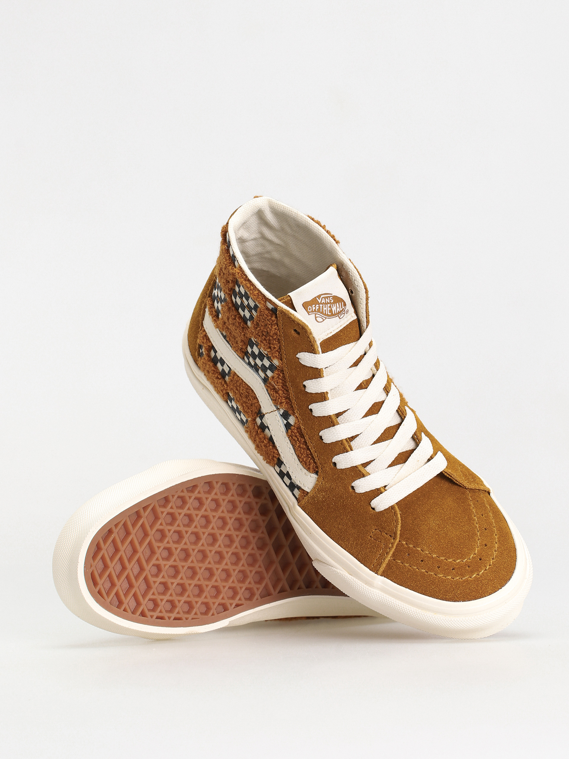 Topánky Vans Sk8 Hi Tapered (tufted check golden brown)