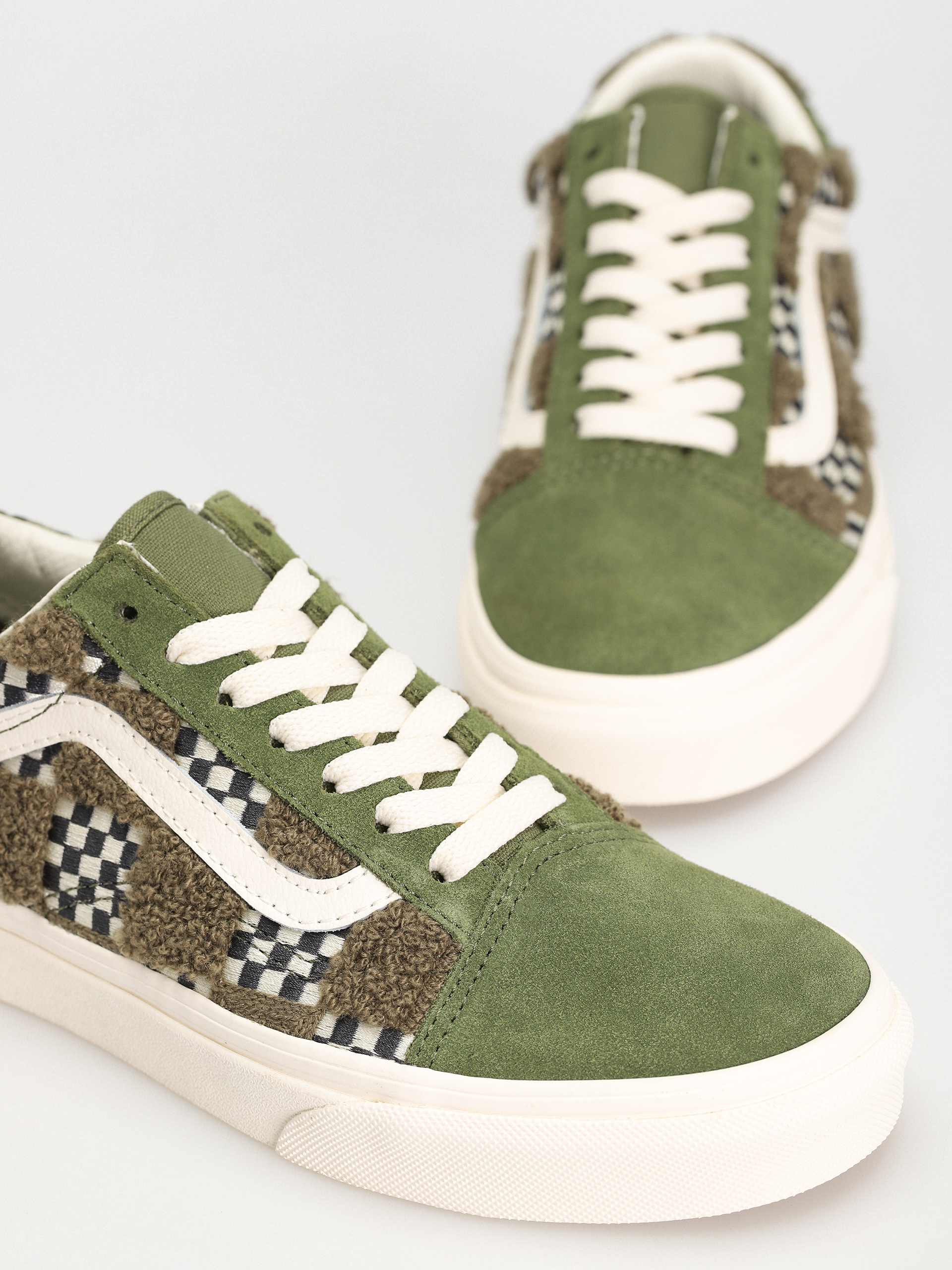 Topánky Vans Old Skool (tufted check loden green)