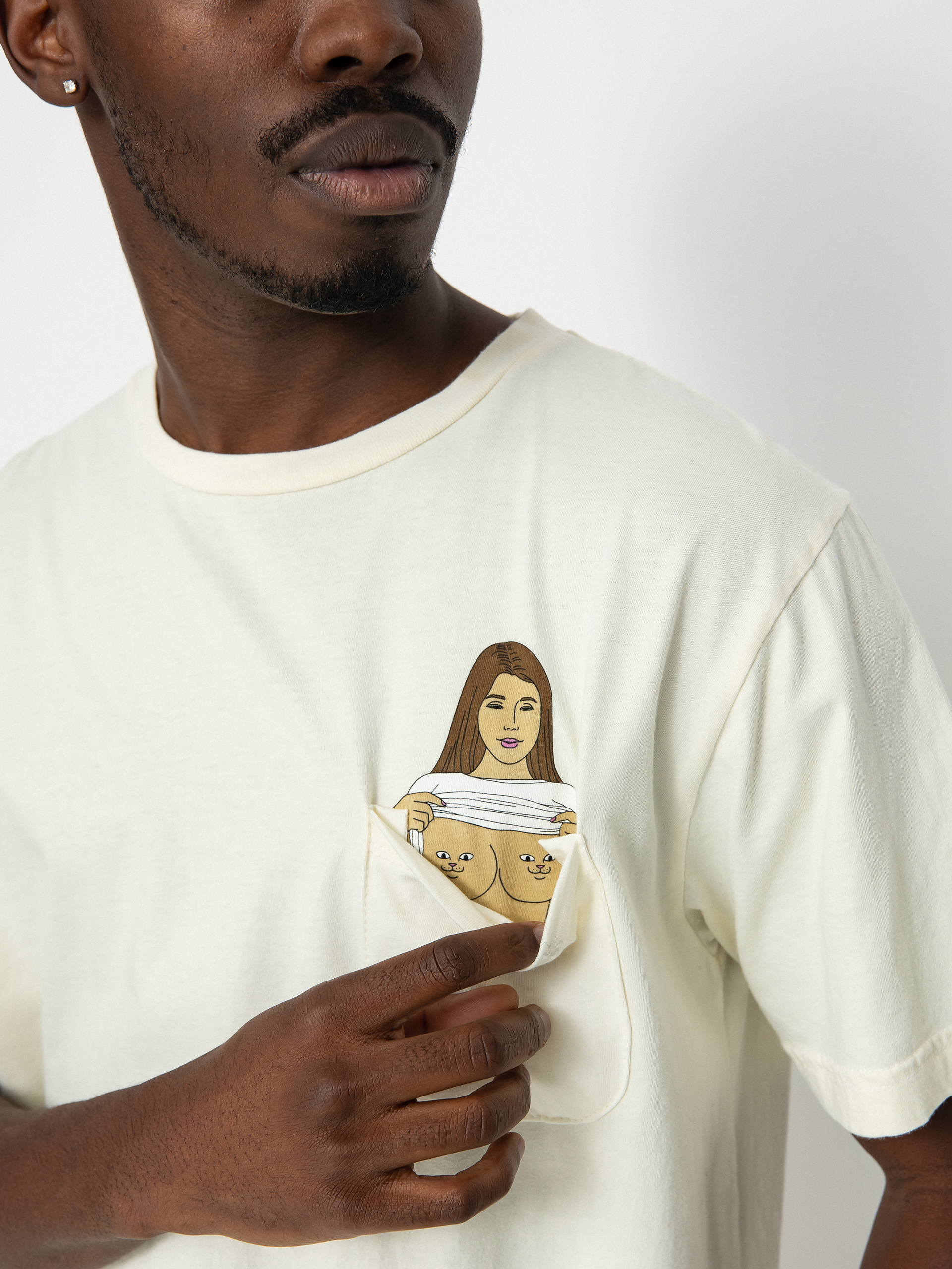 Tričko RipNDip Flashing Kittys Pocket (natural)