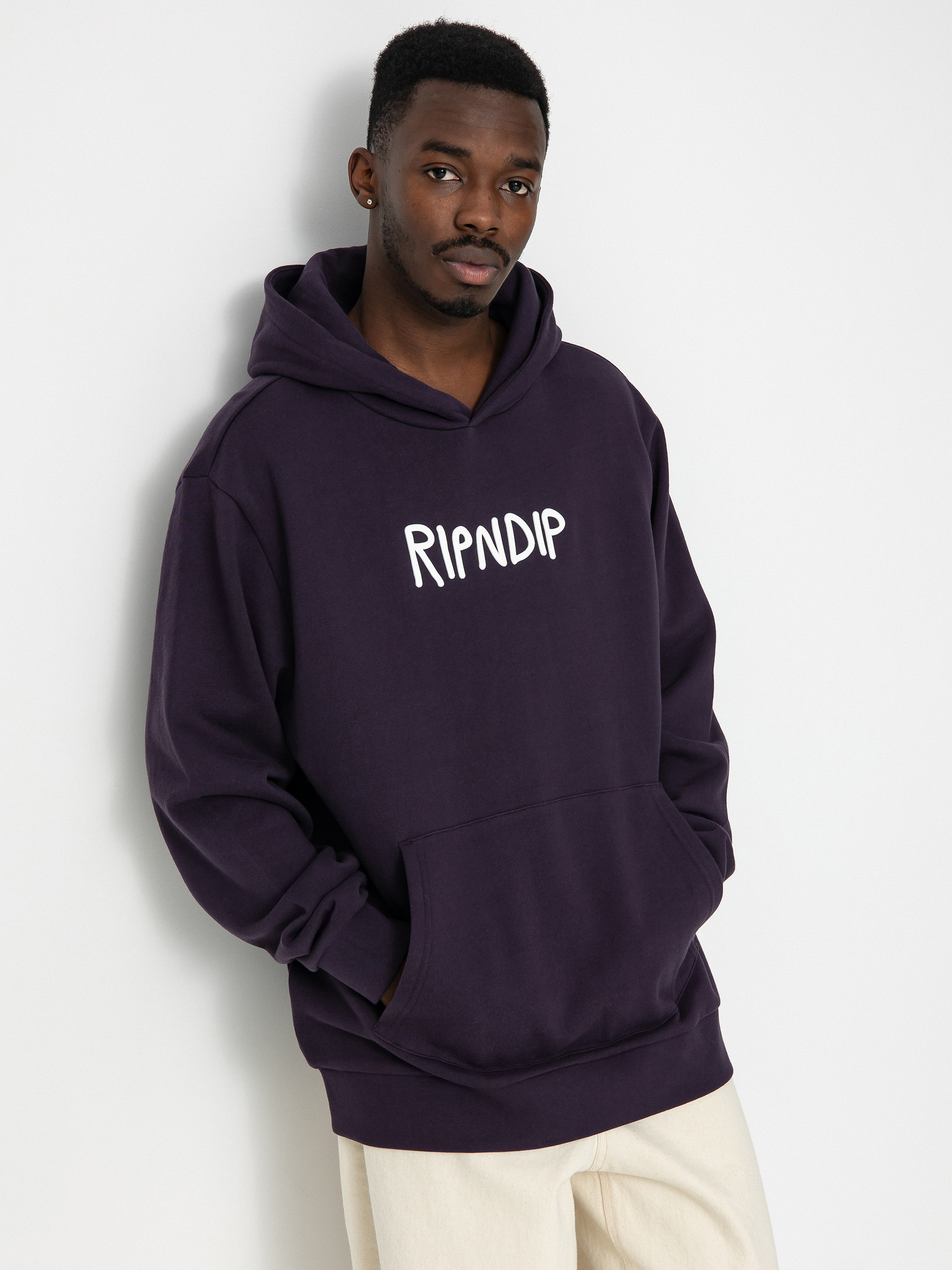 Mikina s kapucňou RipNDip Rubber Logo HD (dark purple)