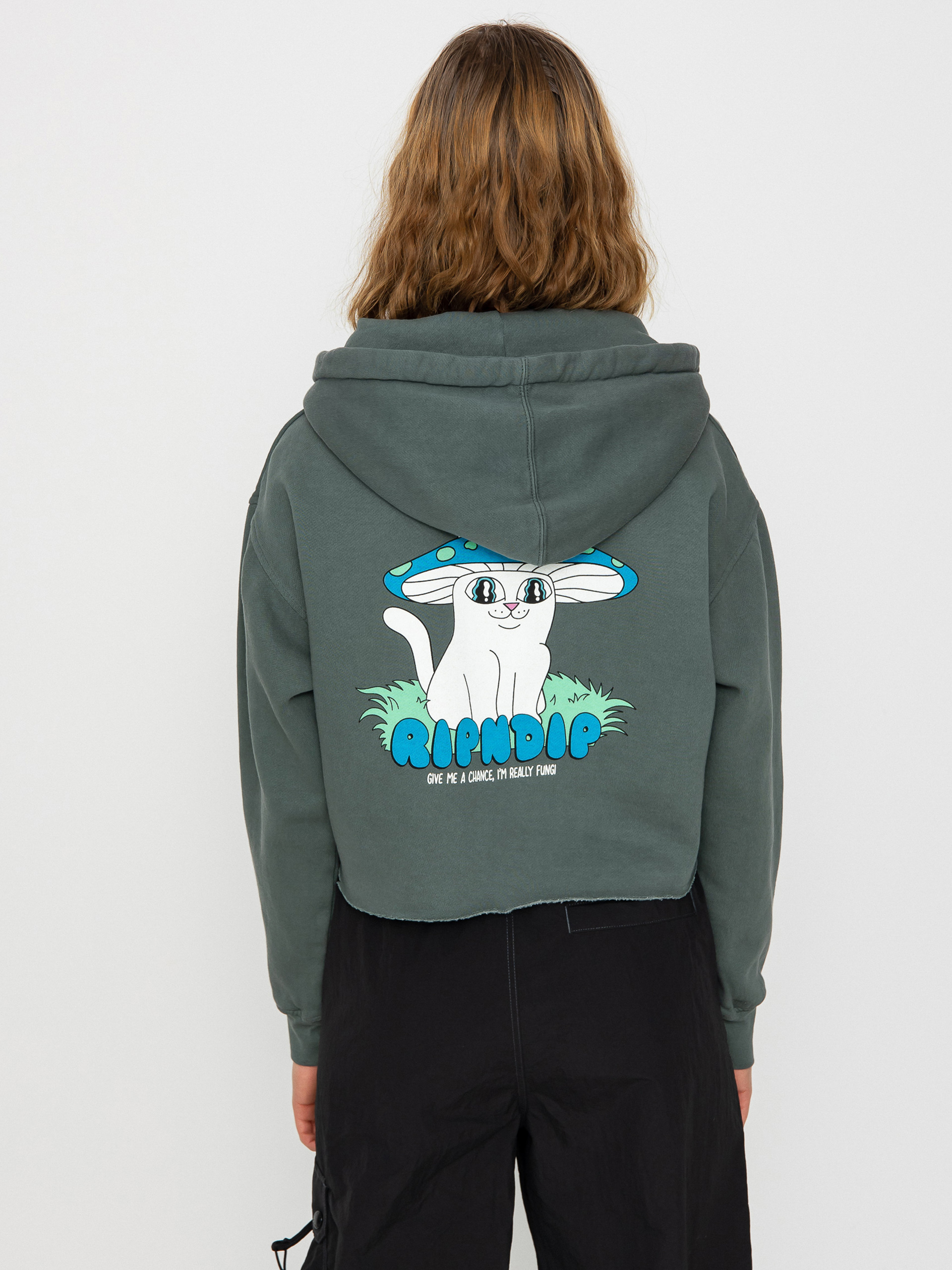 Mikina s kapucňou RipNDip Shroom Nerm Cropped HD Wmn (charcoal)