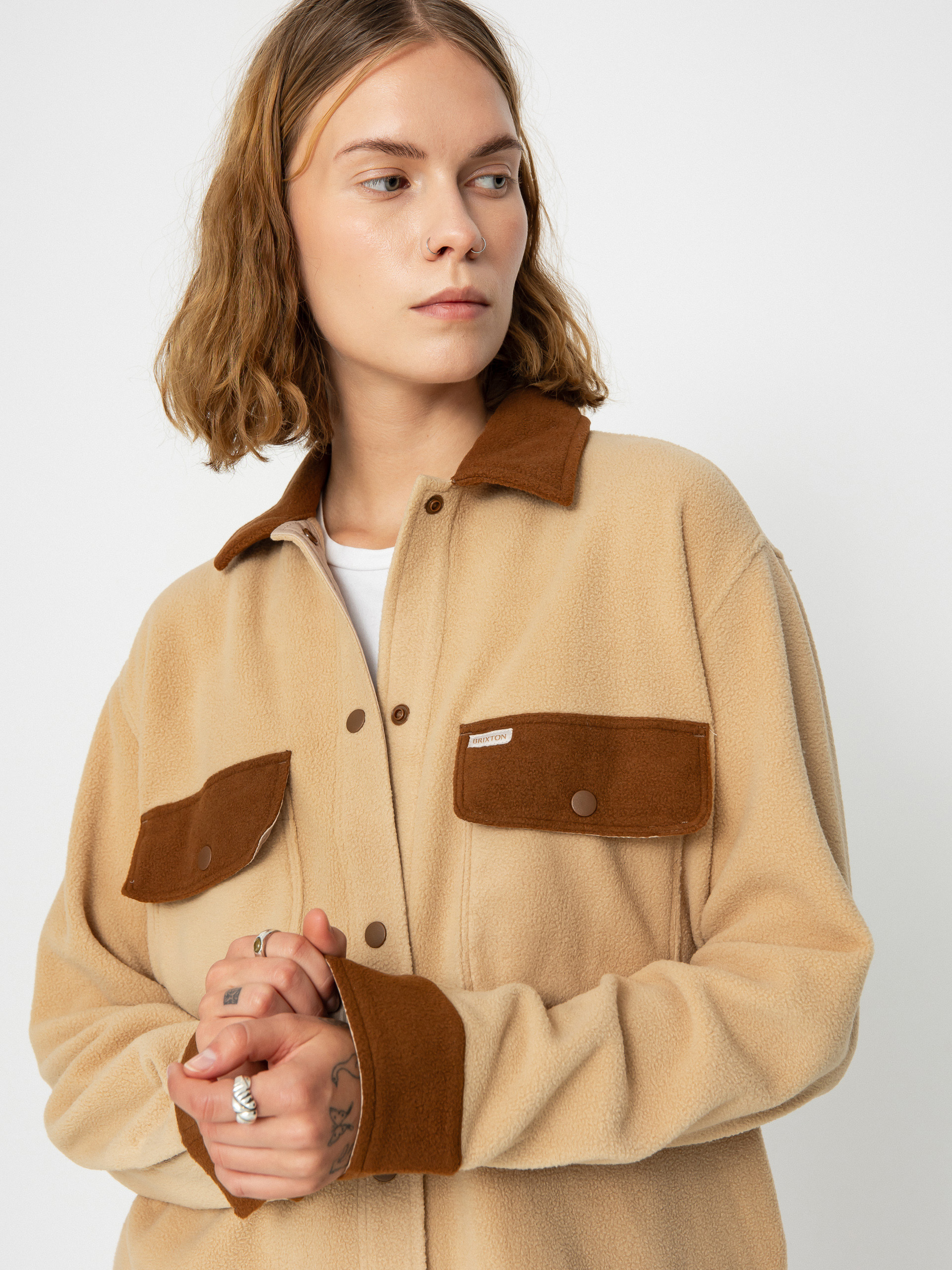 Košeľa Brixton Bowery Bf Arctic Stretch Fleec Wmn (sesame/bison)