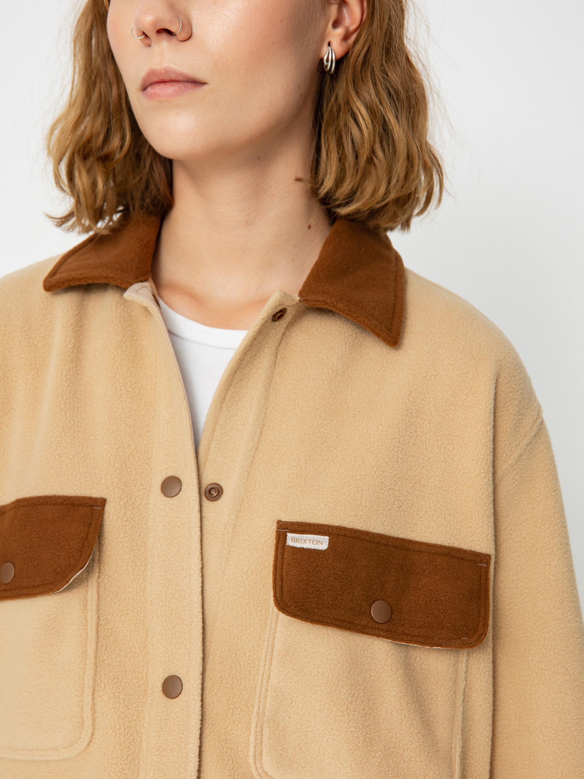 Košeľa Brixton Bowery Bf Arctic Stretch Fleec Wmn (sesame/bison)