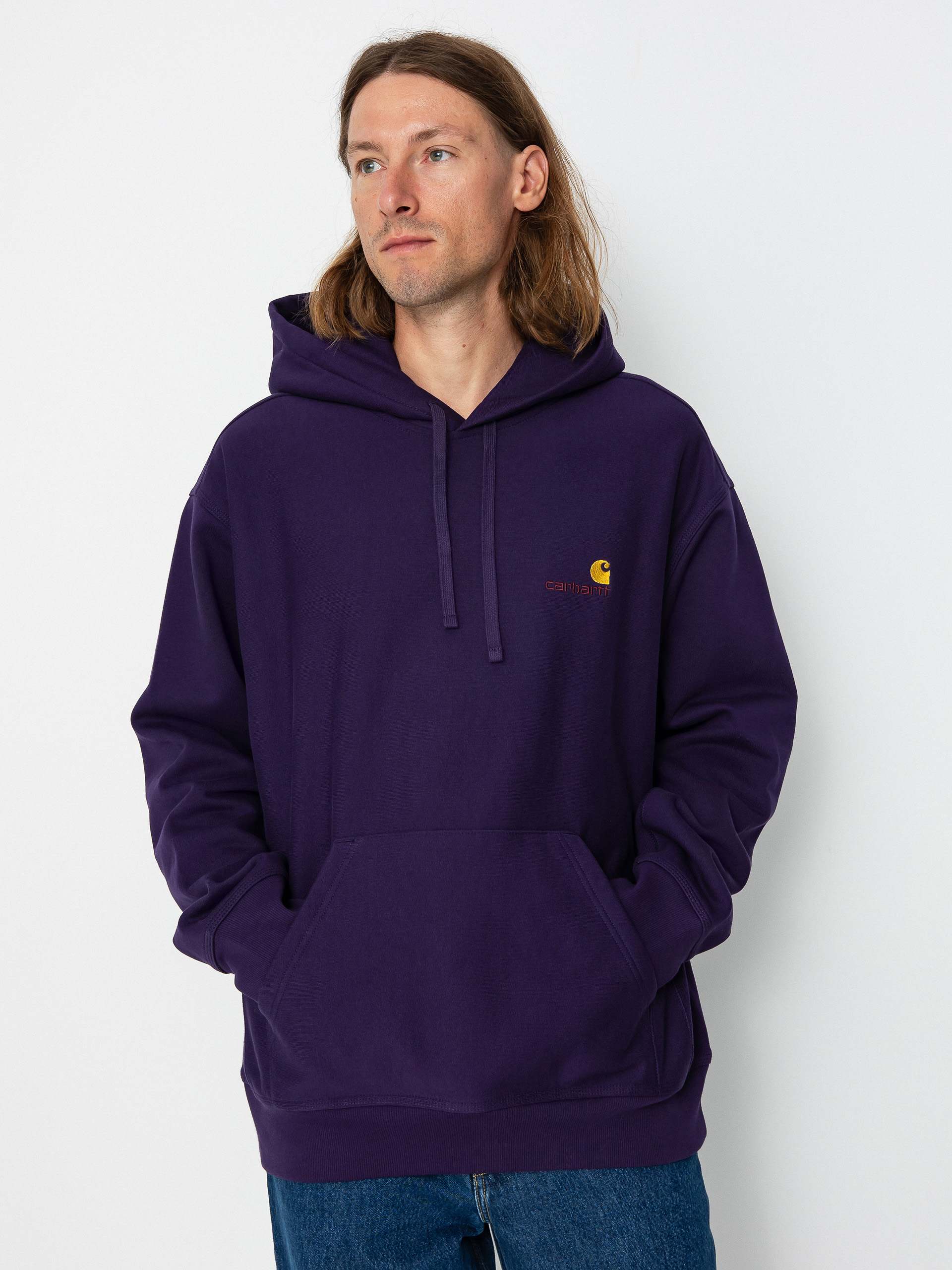 Mikina s kapucňou Carhartt WIP American Script HD (cassis)