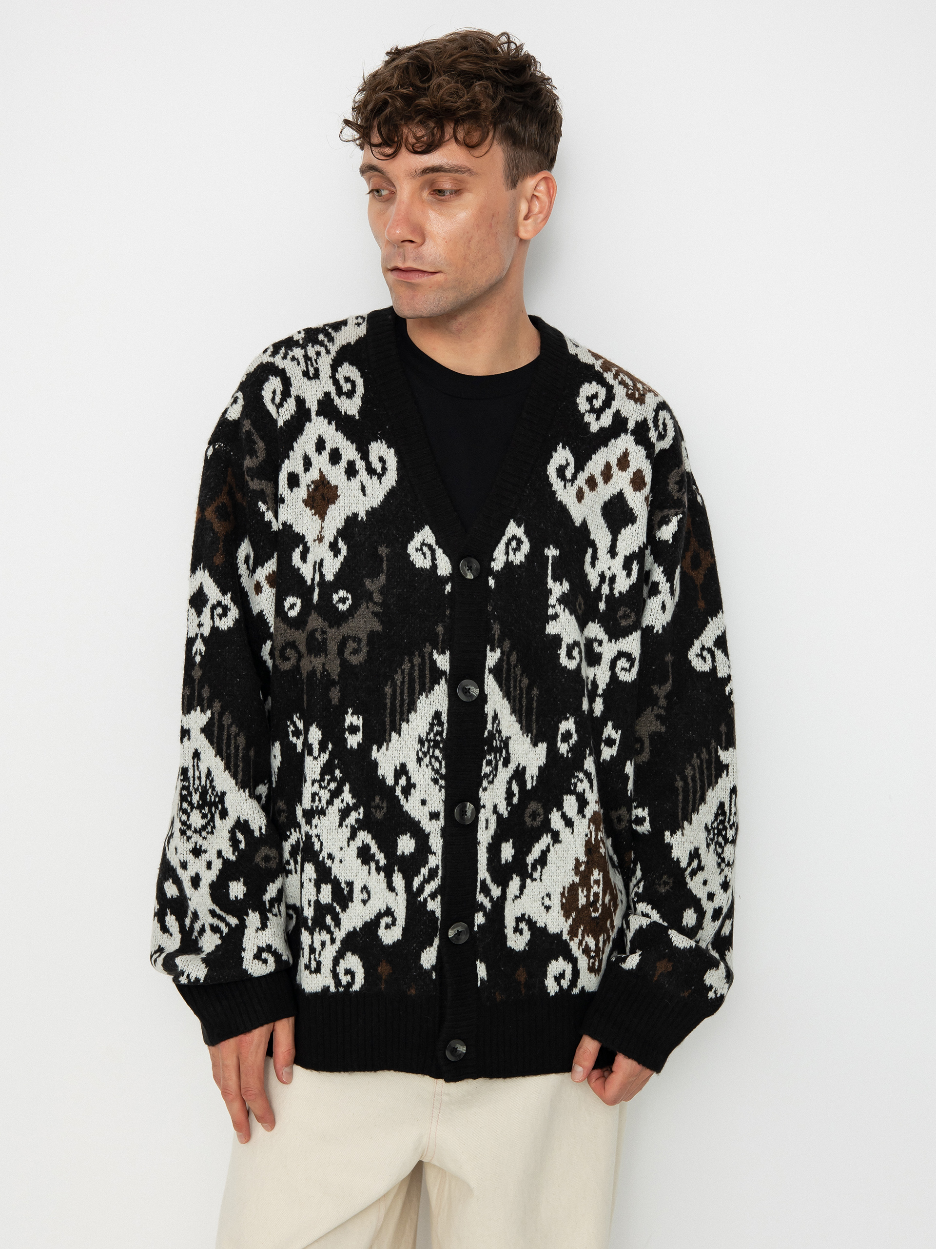 Sveter Carhartt WIP Baru Cardigan (baru jacquard black)