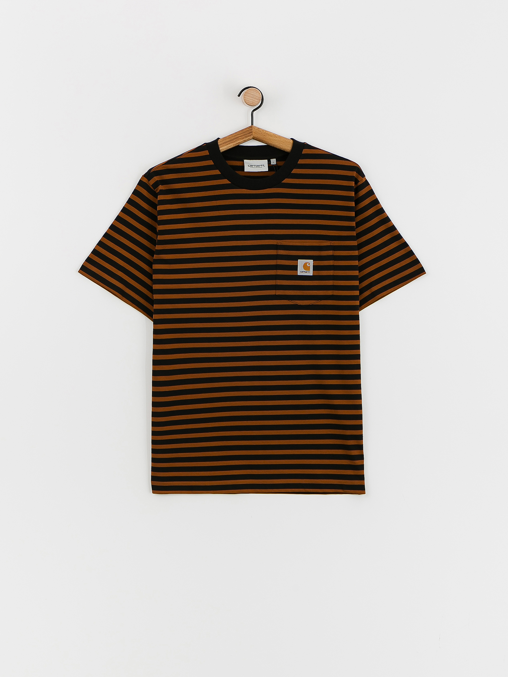 Tričko Carhartt WIP Seidler Pocket (seidler stripe deep h brown/black)