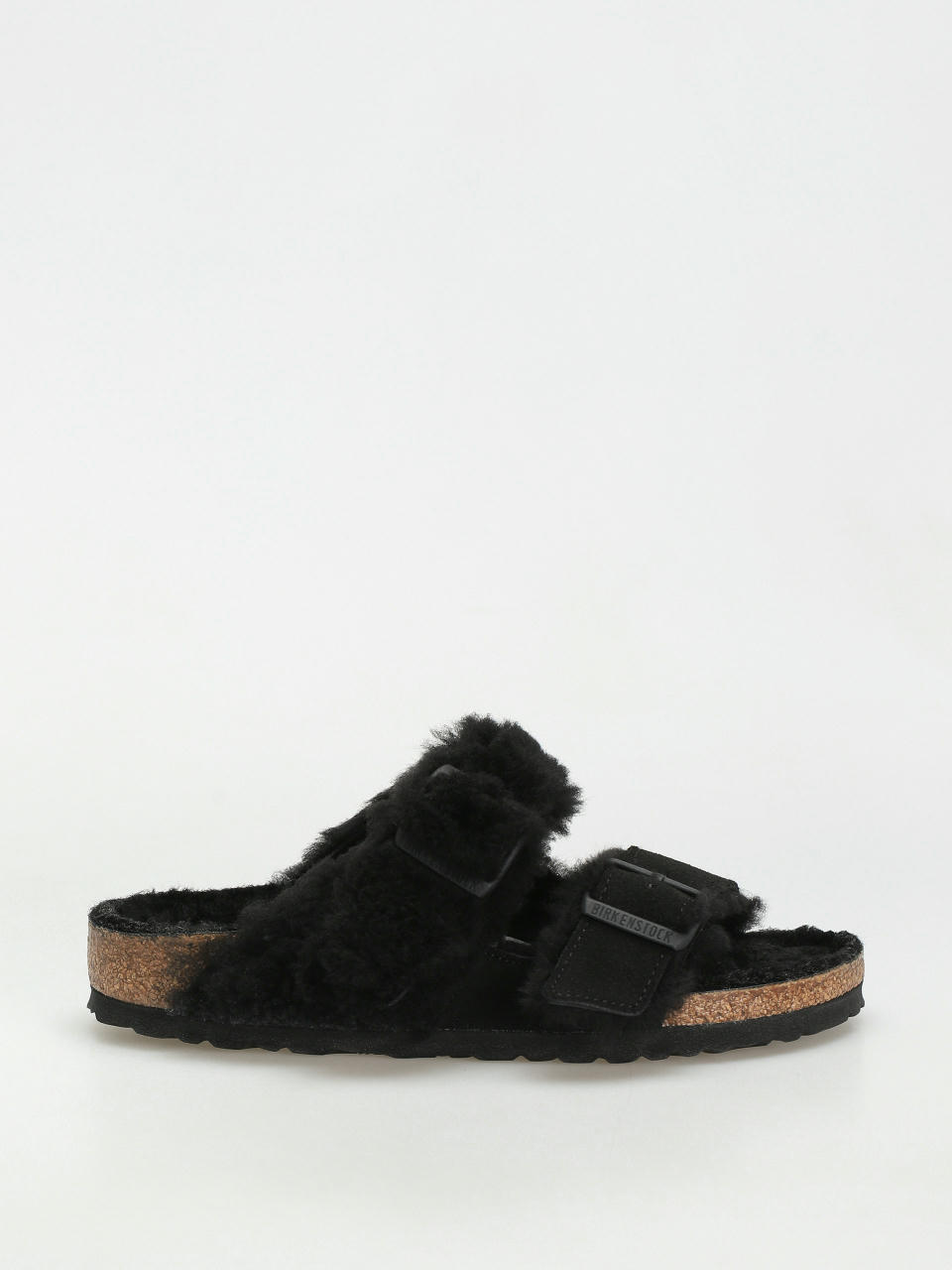 Šľapky Birkenstock Arizona Split Teddy Parts Rivet Logo Suede Leather/Fur Narrow Wmn (black)