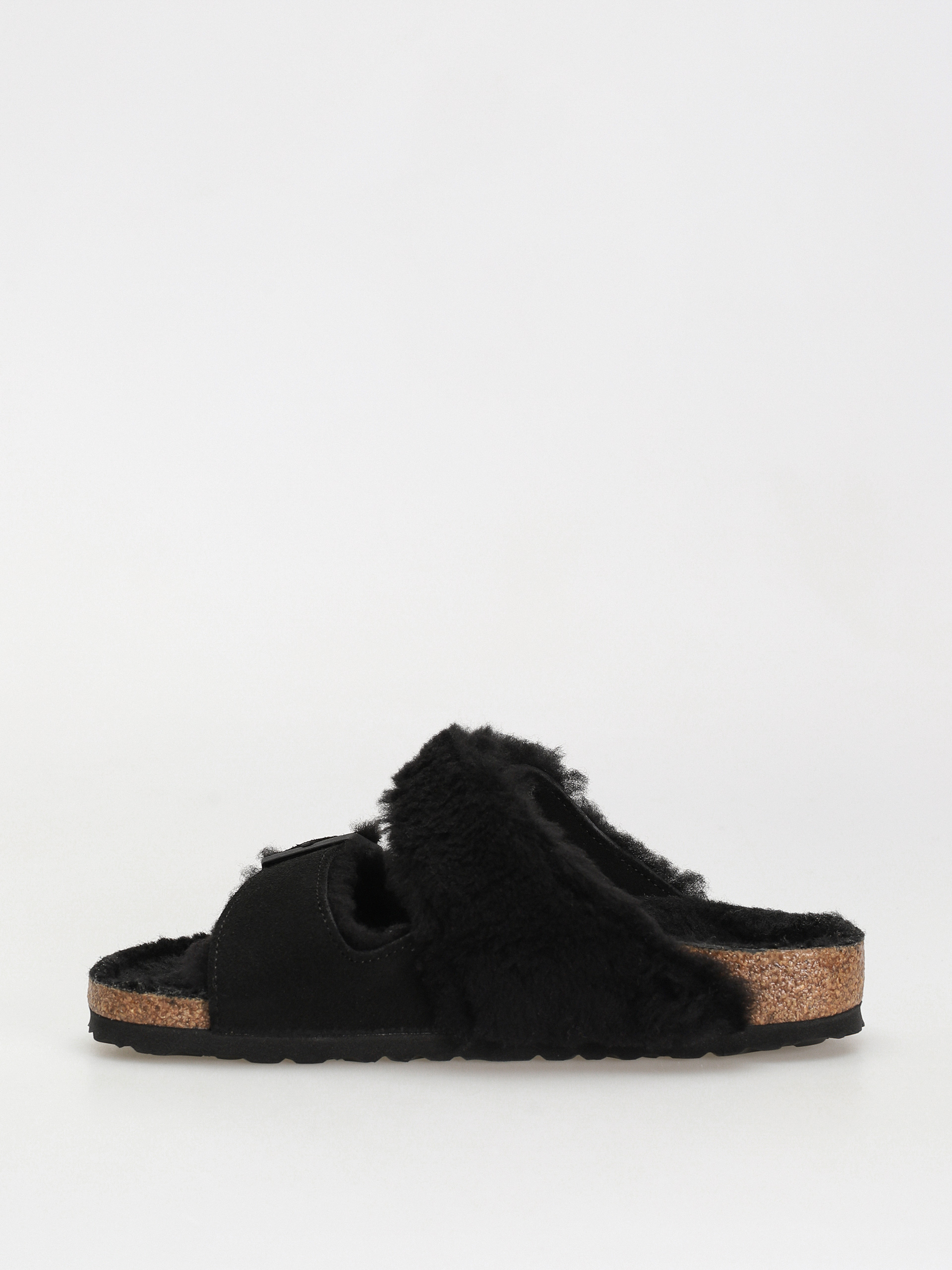 Šľapky Birkenstock Arizona Split Teddy Parts Rivet Logo Suede Leather/Fur Narrow Wmn (black)