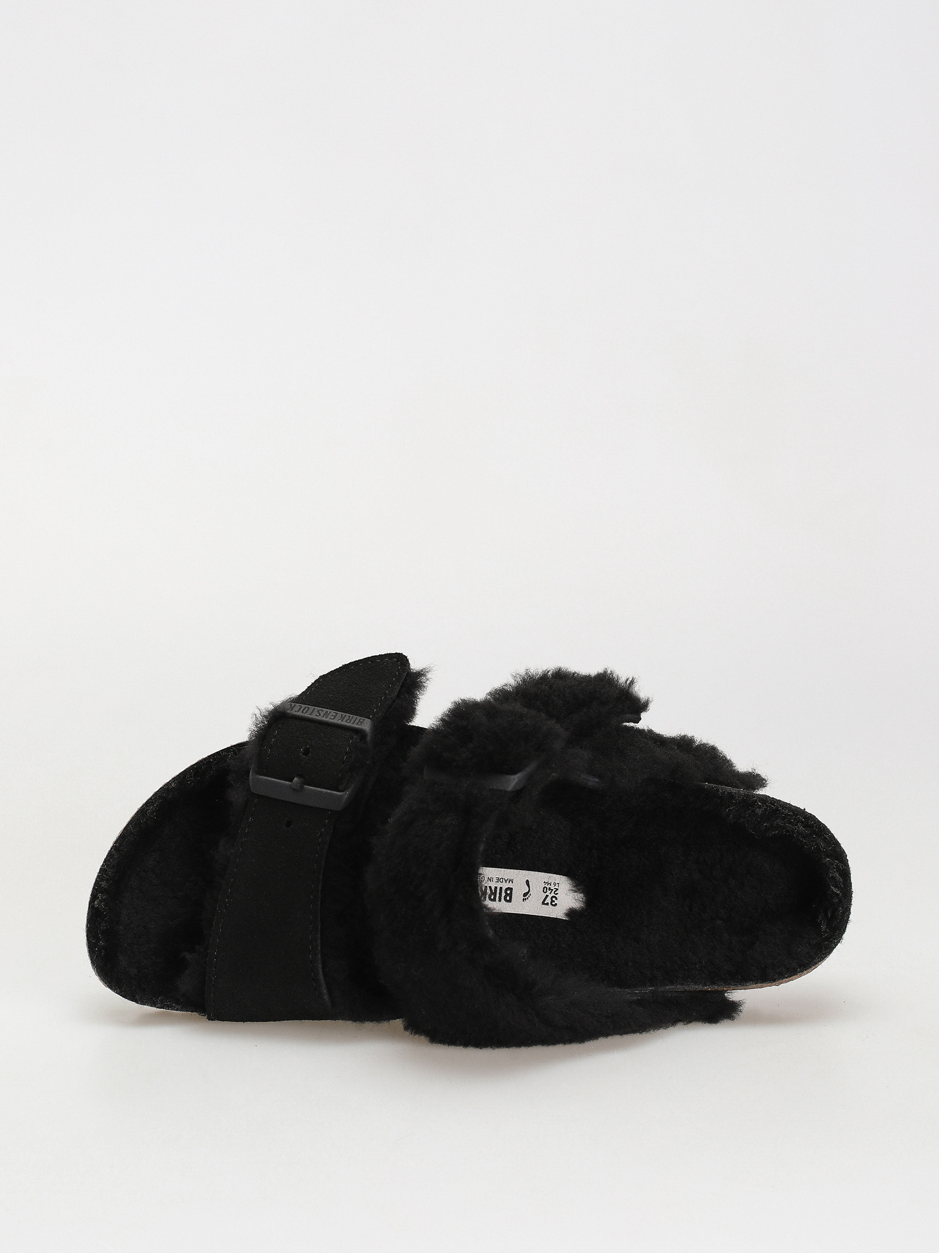 Šľapky Birkenstock Arizona Split Teddy Parts Rivet Logo Suede Leather/Fur Narrow Wmn (black)