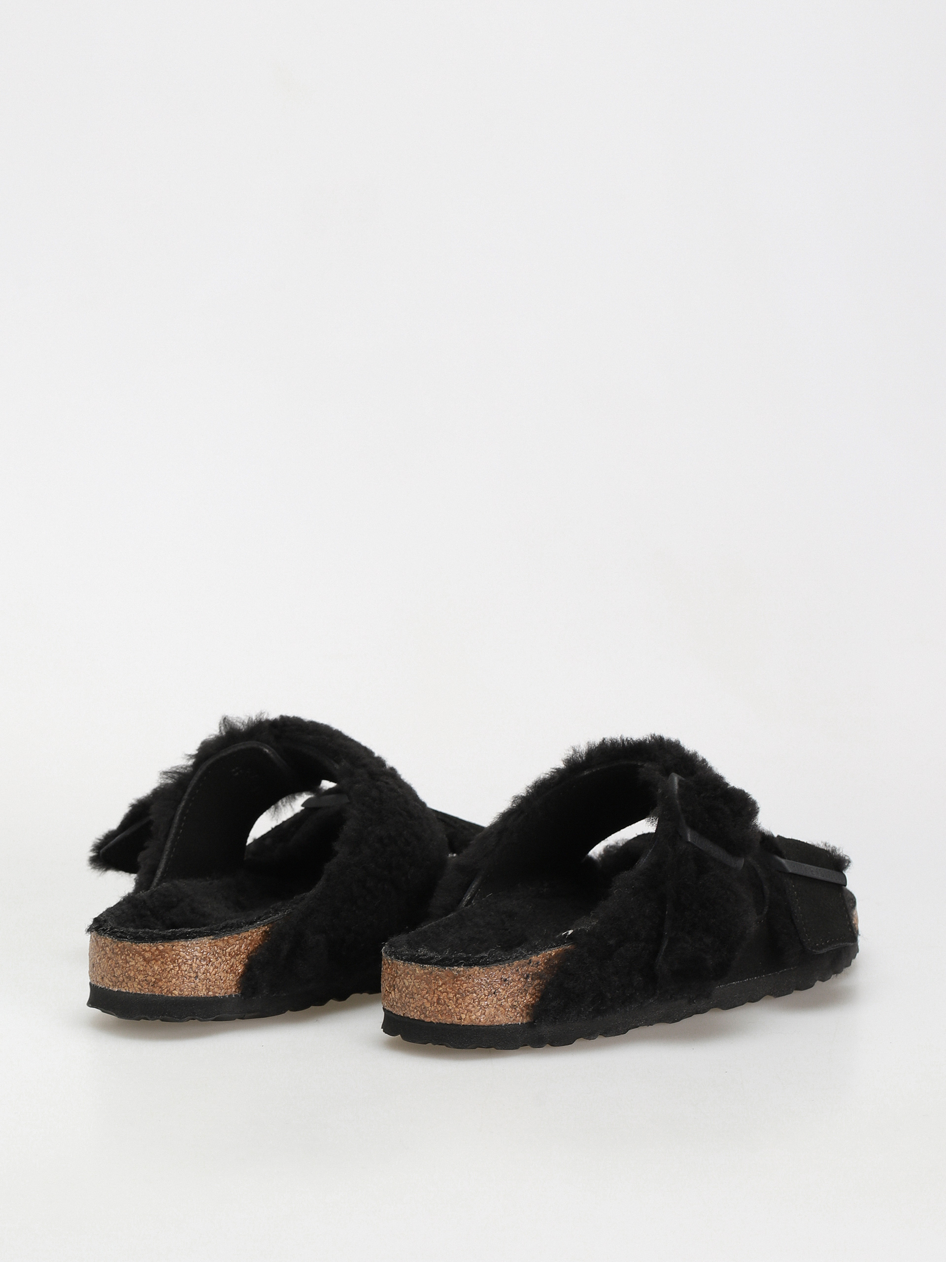 Šľapky Birkenstock Arizona Split Teddy Parts Rivet Logo Suede Leather/Fur Narrow Wmn (black)