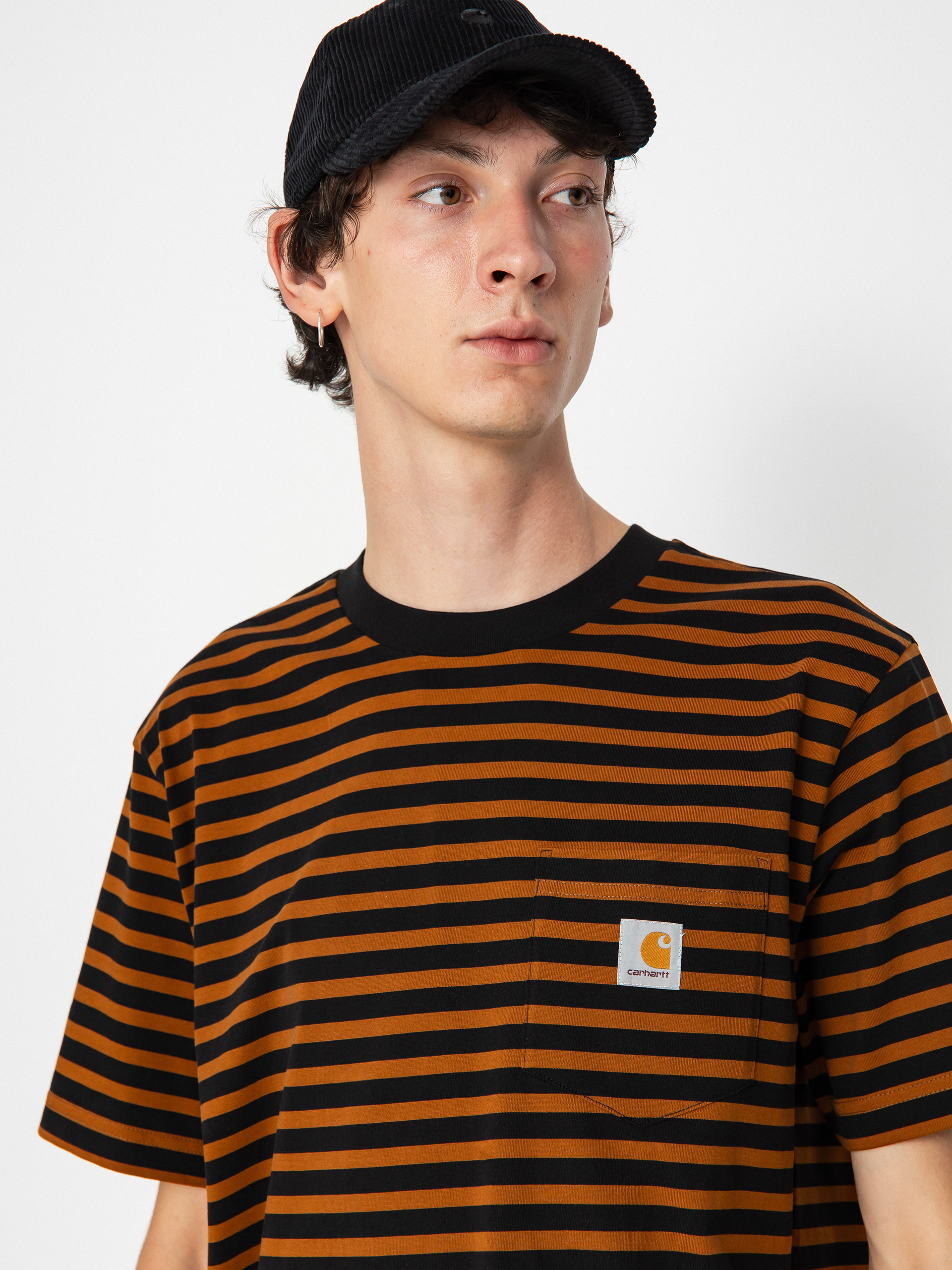 Tričko Carhartt WIP Seidler Pocket (seidler stripe deep h brown/black)