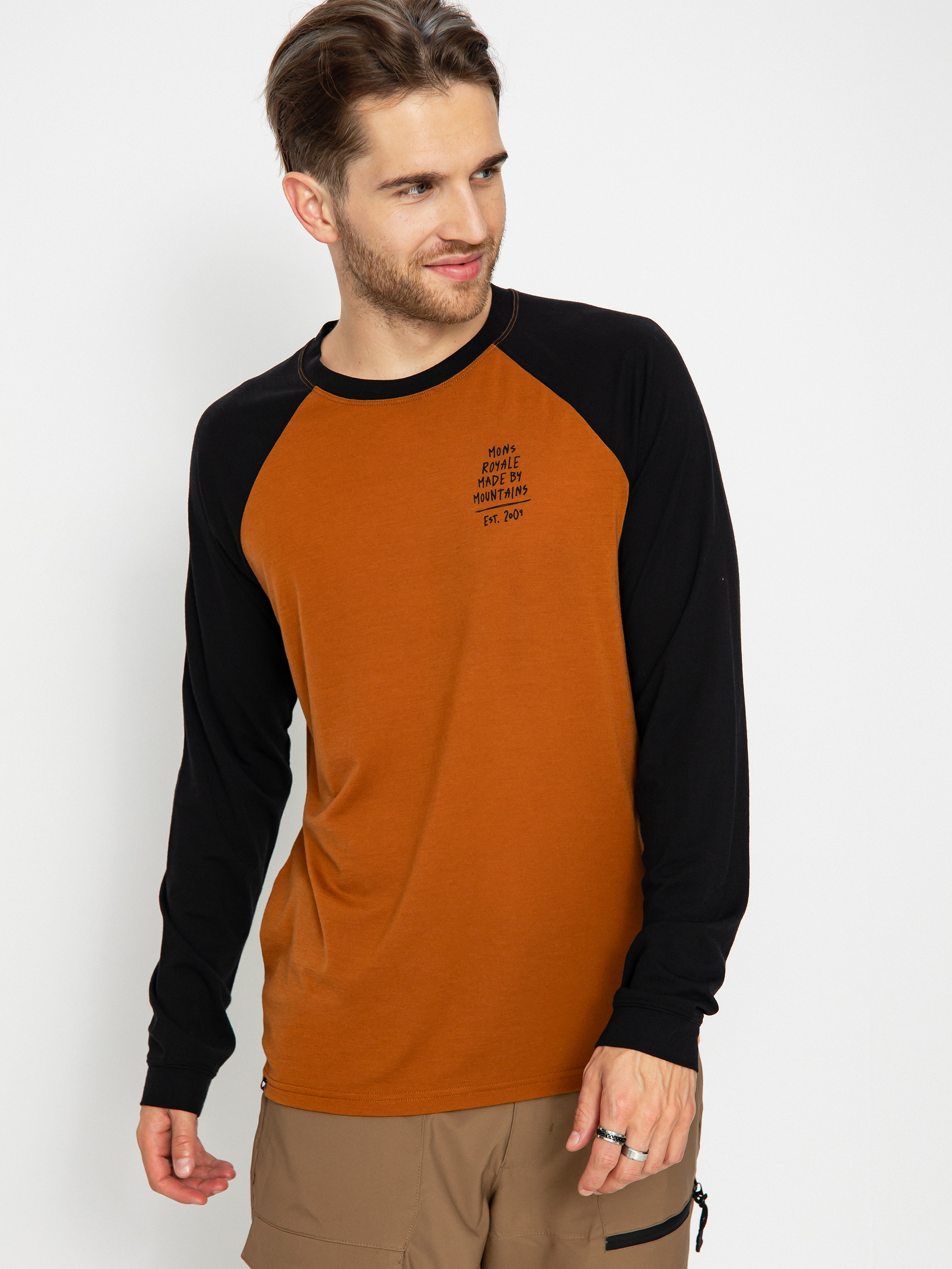 Pánsky Termotriko Mons Royale Icon Merino Raglan (black/copper)