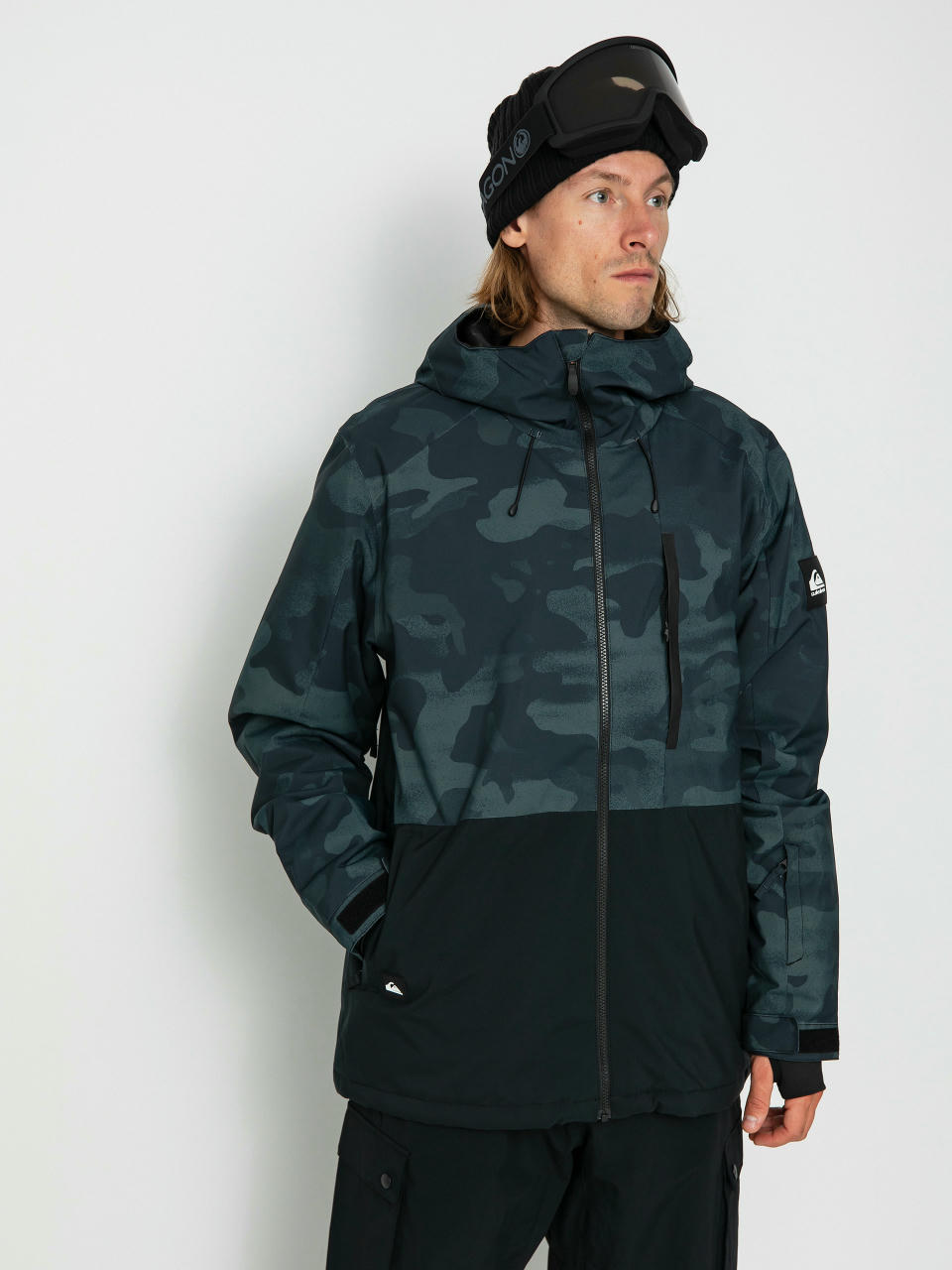 Snowboardová bunda Quiksilver Mission Printed Block (spray camo true black)