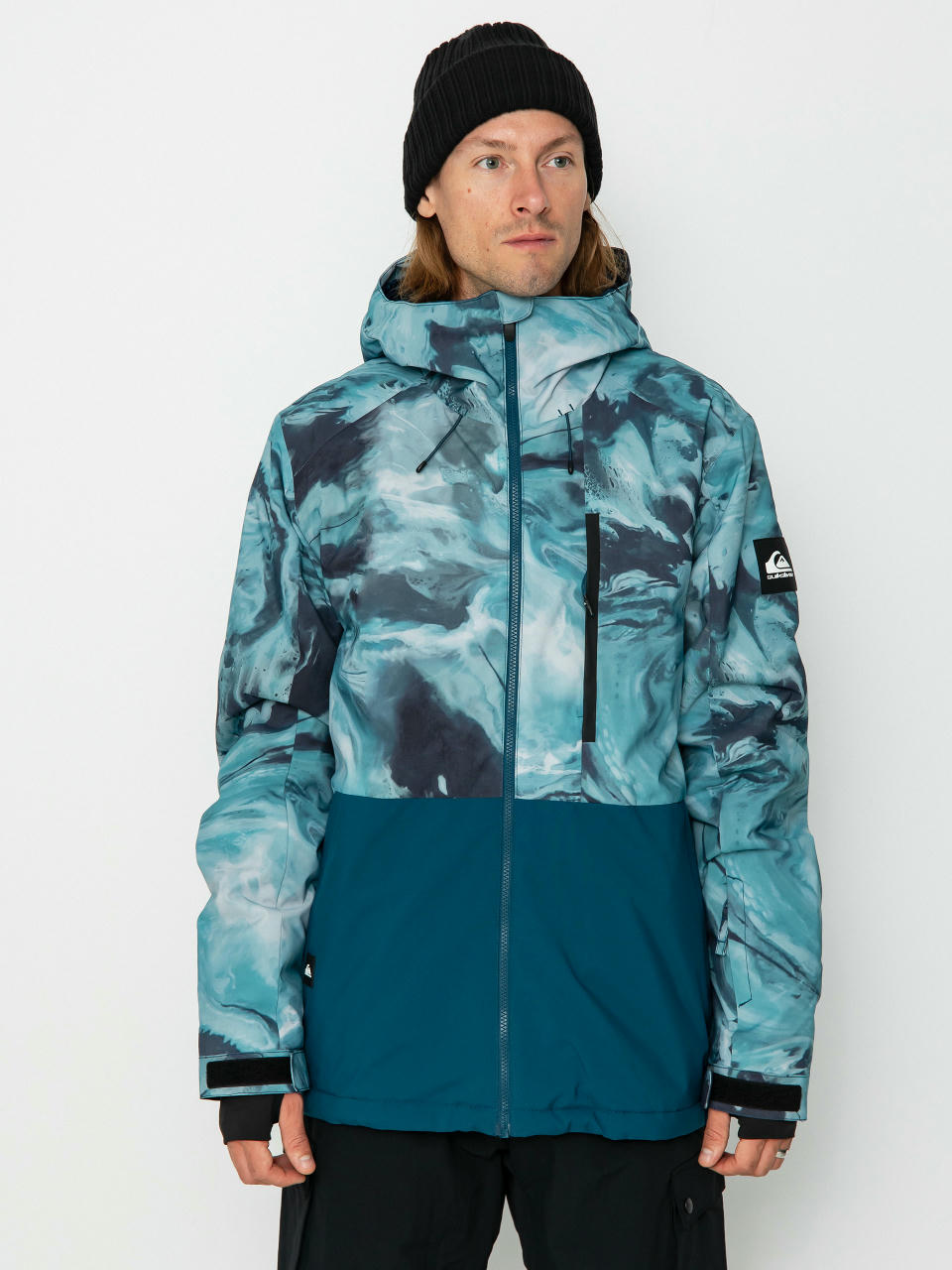 Snowboardová bunda Quiksilver Mission Printed Block (resin tint majolica blue)