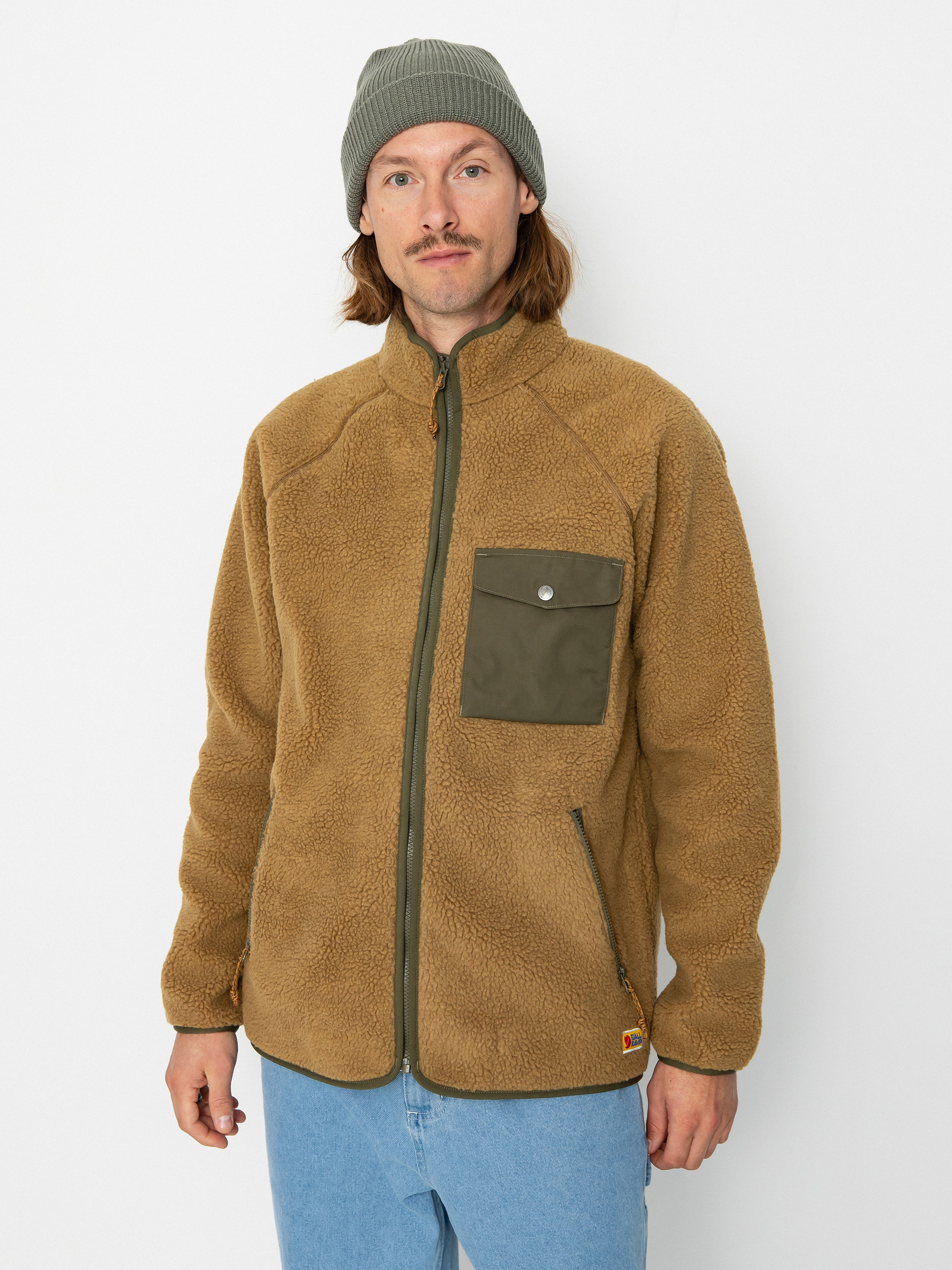 Pánsky Flisová mikina Fjallraven Vardag Pile (buckwheat brown/laurel green)