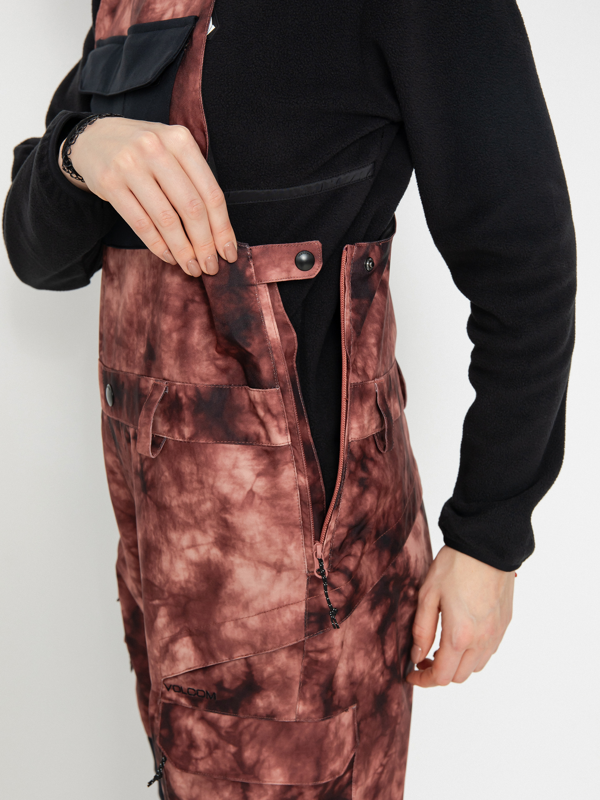 Dámske Snowboardové nohavice Volcom Creston 3Dstretch Bib Overall (pink salt wash)