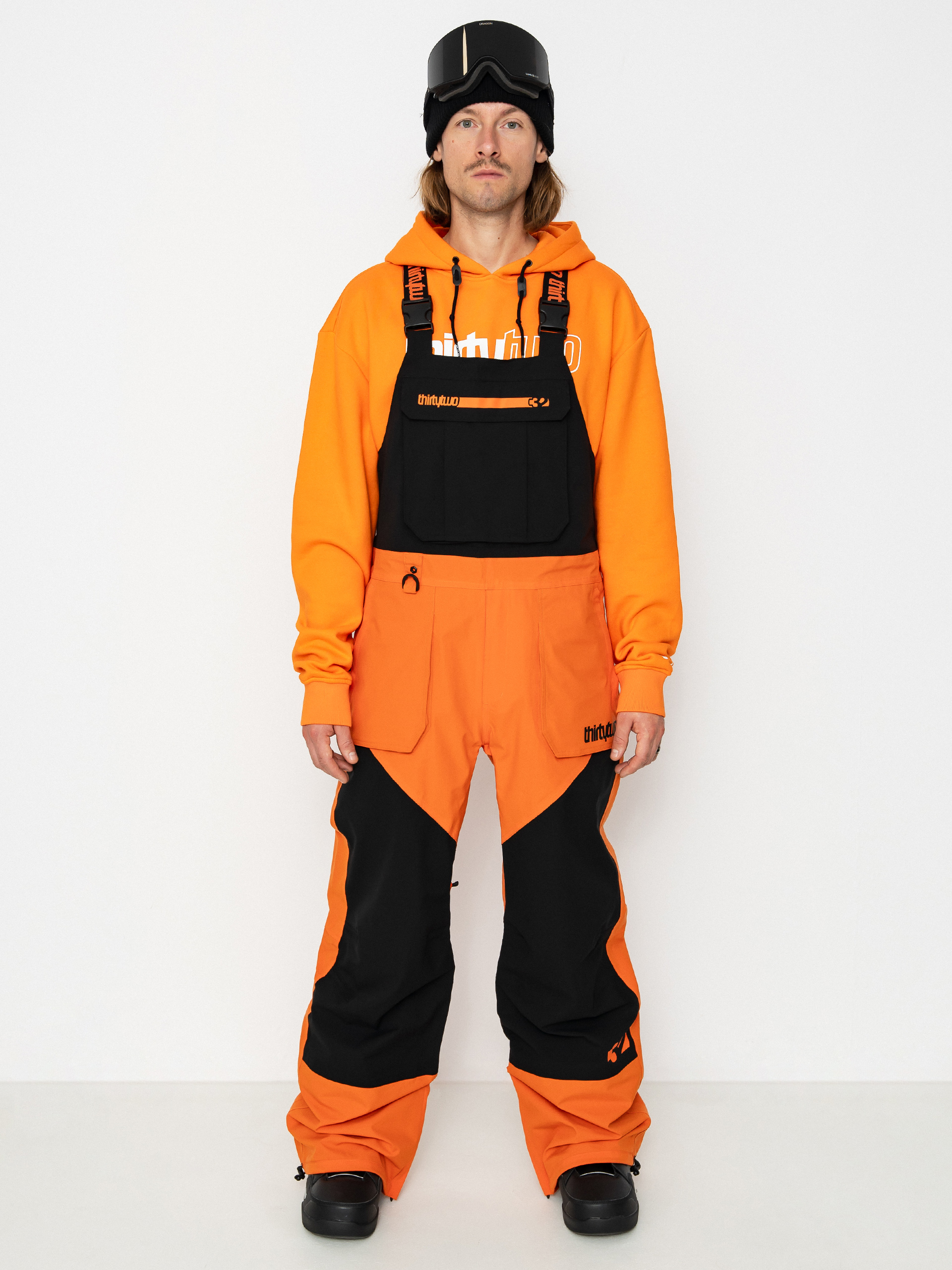 Snowboardové nohavice ThirtyTwo Basement Bib (black/orange)