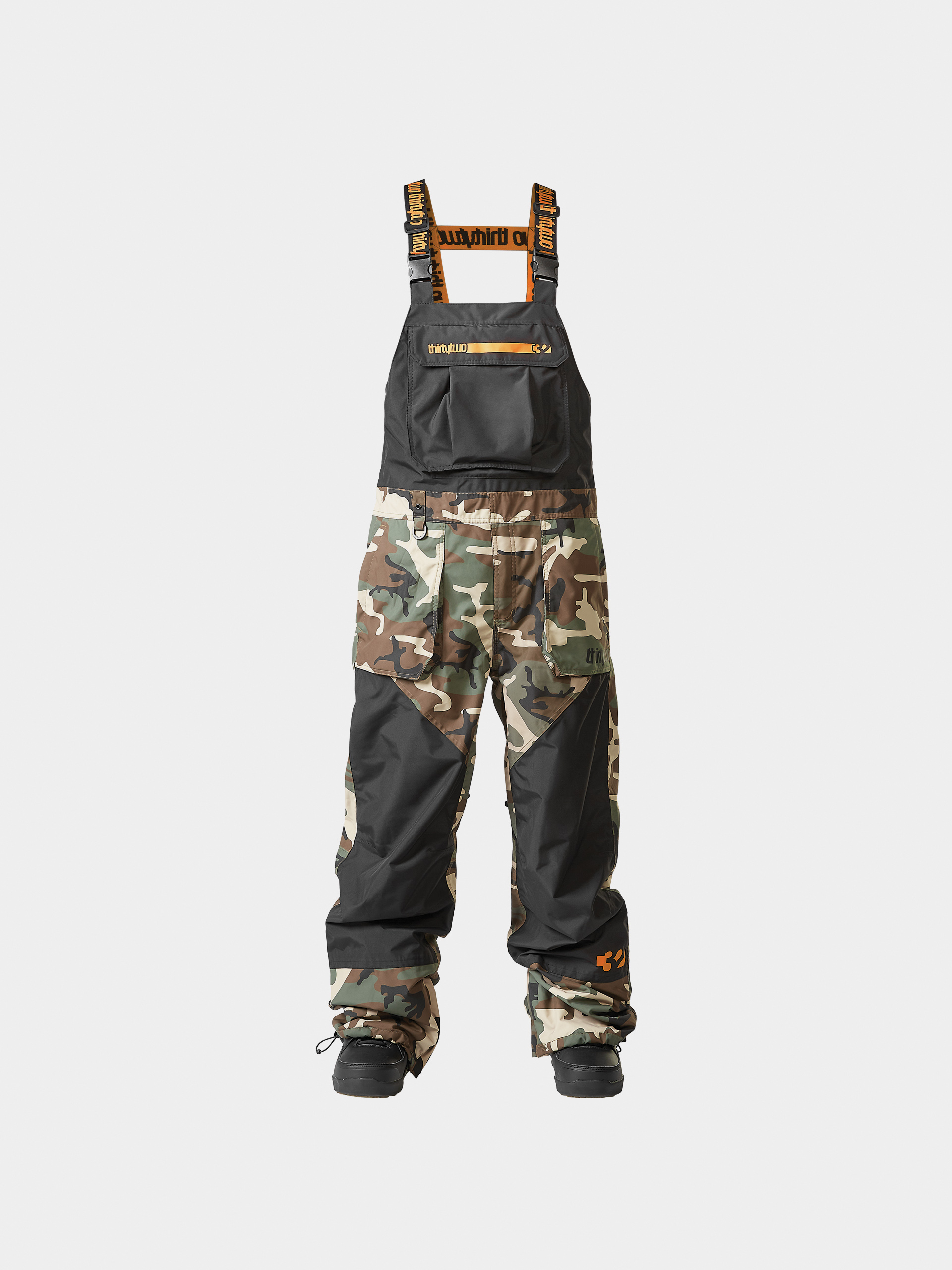 Pánske Snowboardové nohavice ThirtyTwo Basement Bib (black/camo)