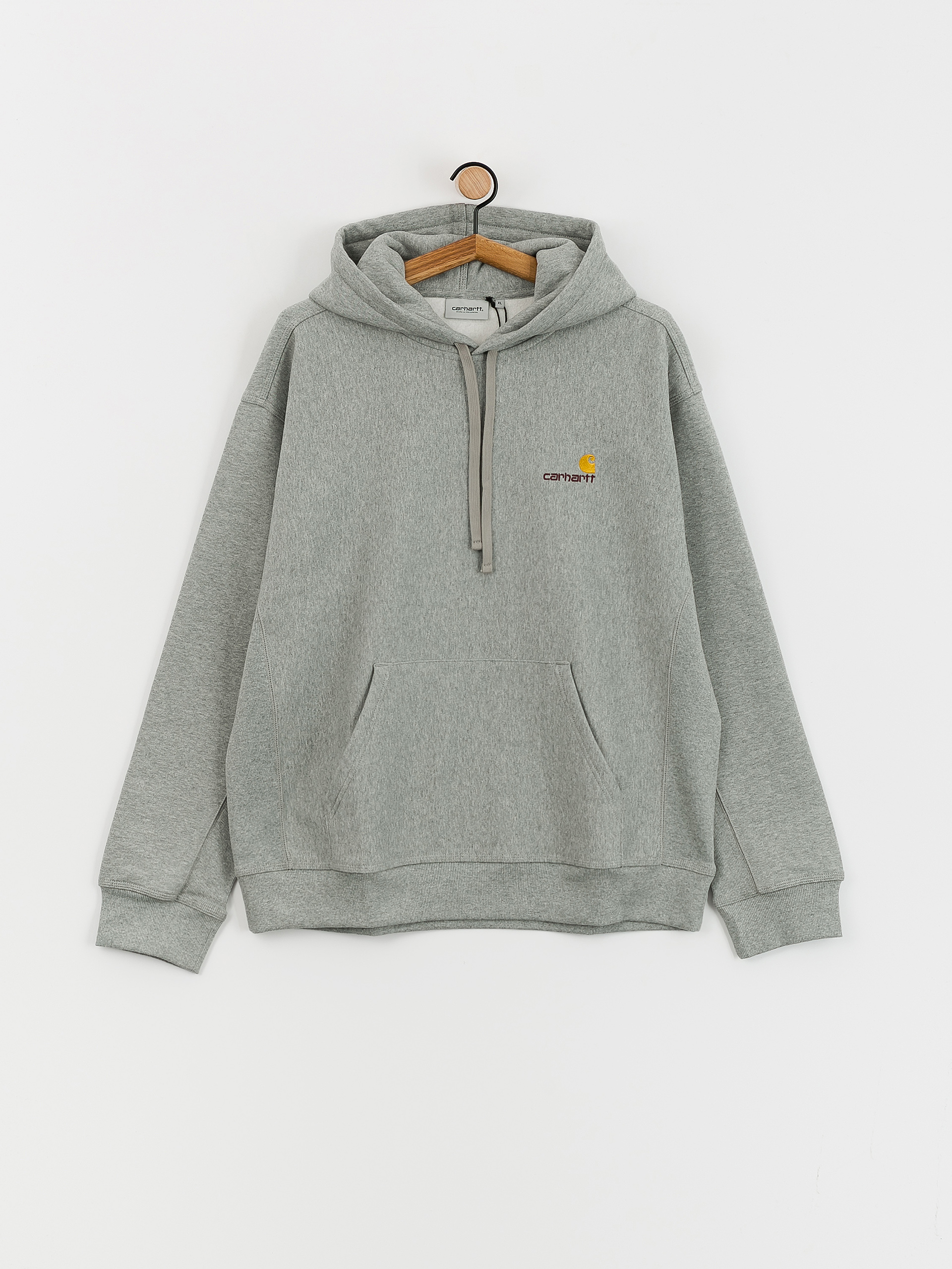 Mikina s kapucňou Carhartt WIP American Script HD (grey heather)