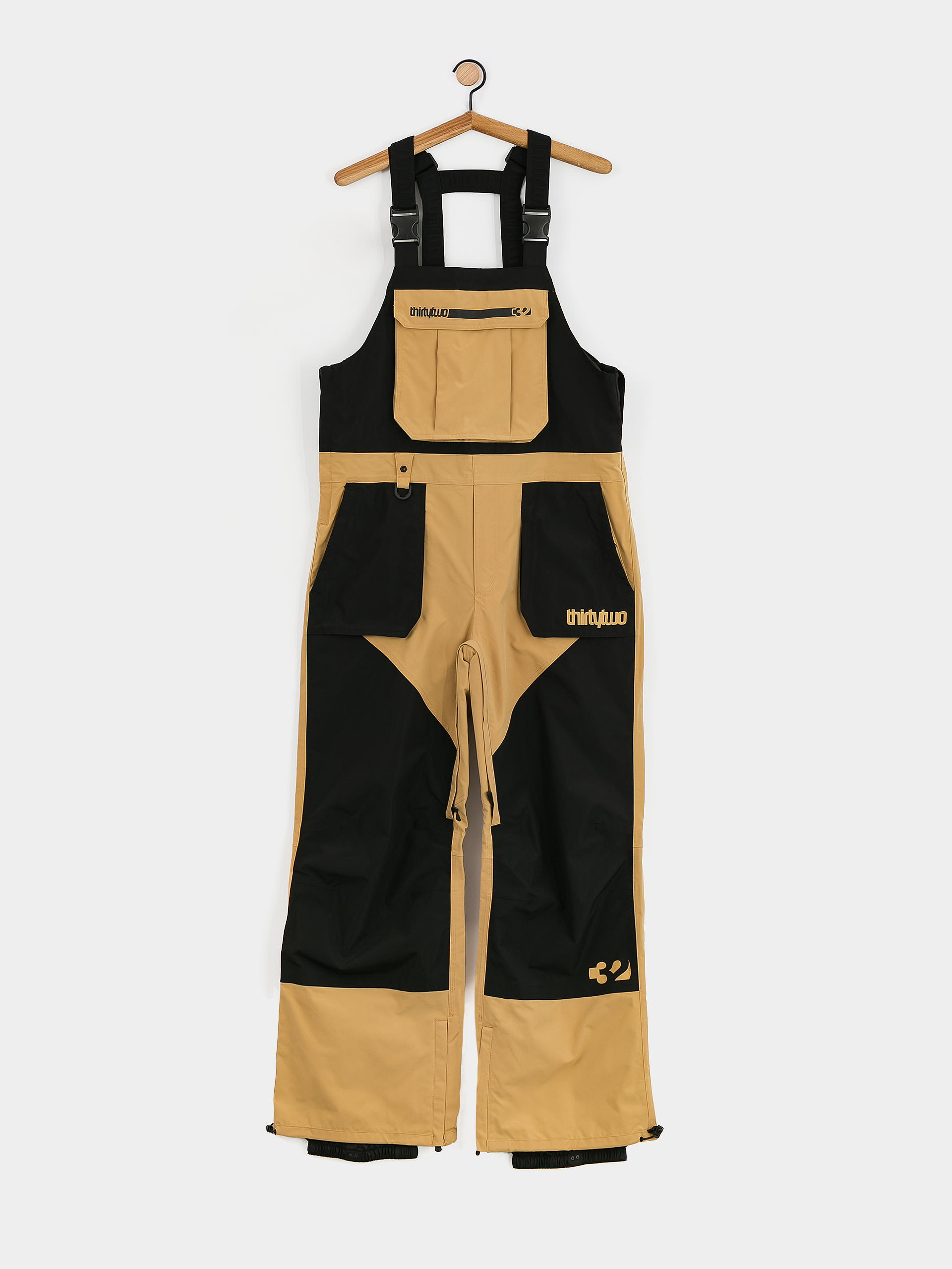 Pánske Snowboardové nohavice ThirtyTwo Basement Bib (black/tan)