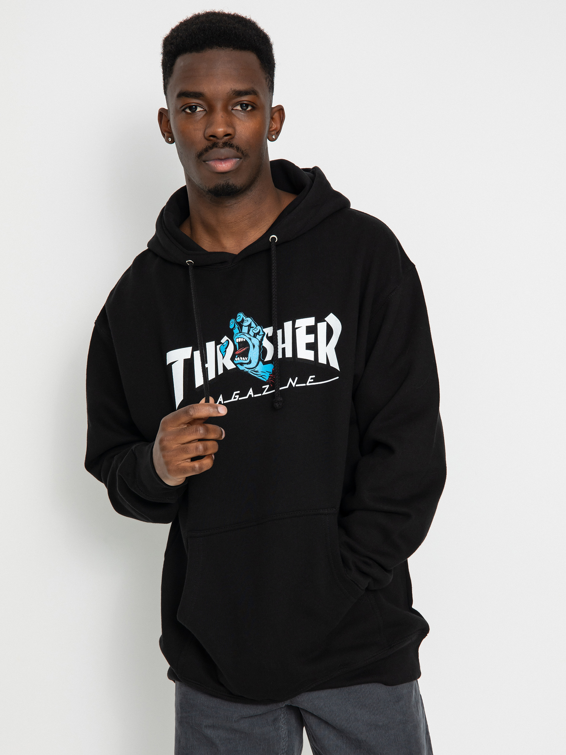 Mikina s kapucňou Santa Cruz X Thrasher Screaming Logo HD (black)