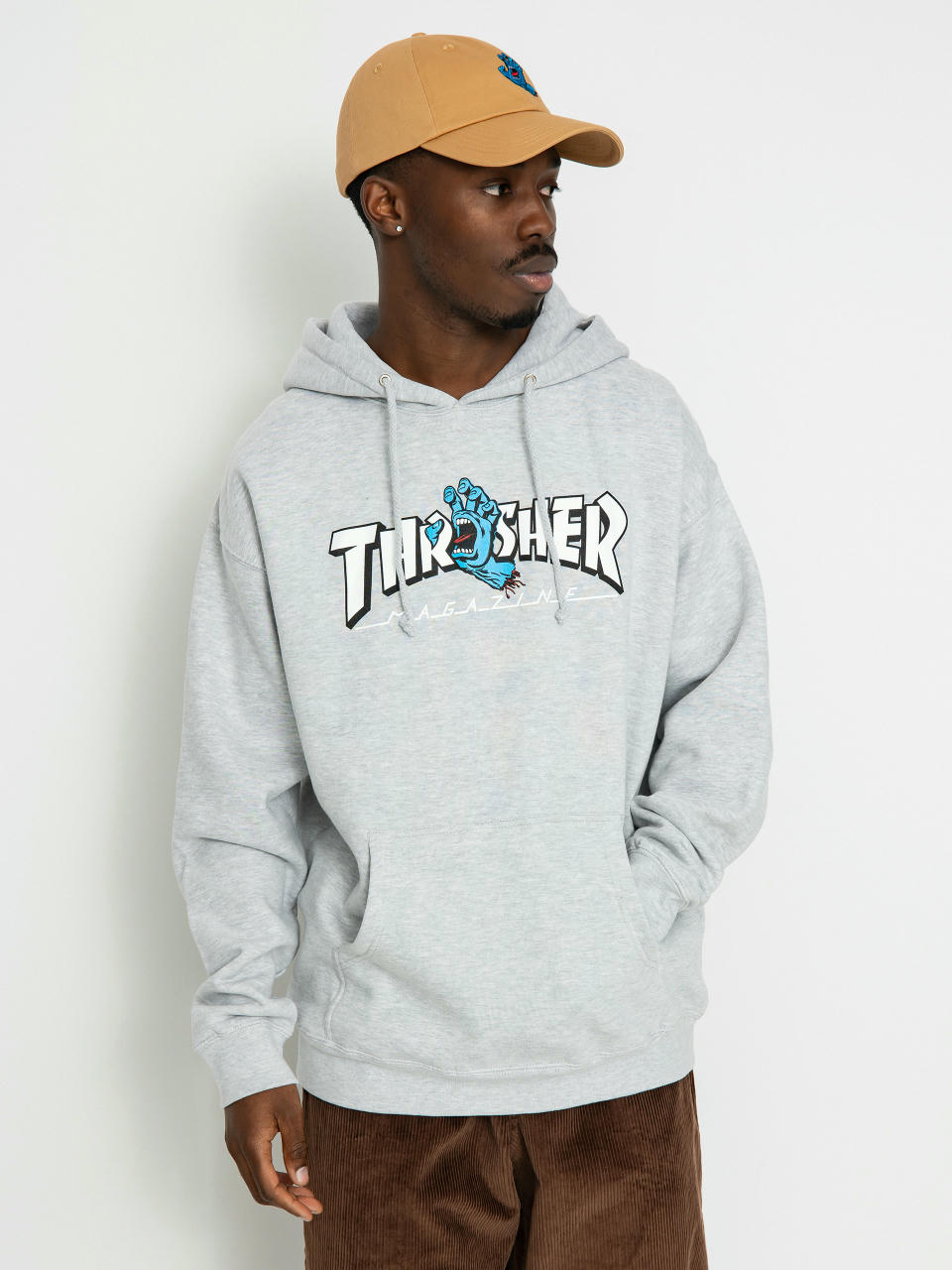 Mikina s kapucňou Santa Cruz X Thrasher Screaming Logo HD (grey hthr)