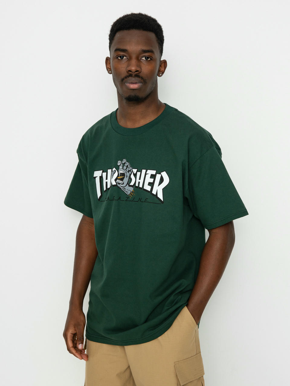 Tričko Santa Cruz X Thrasher Screaming Logo (forest green)