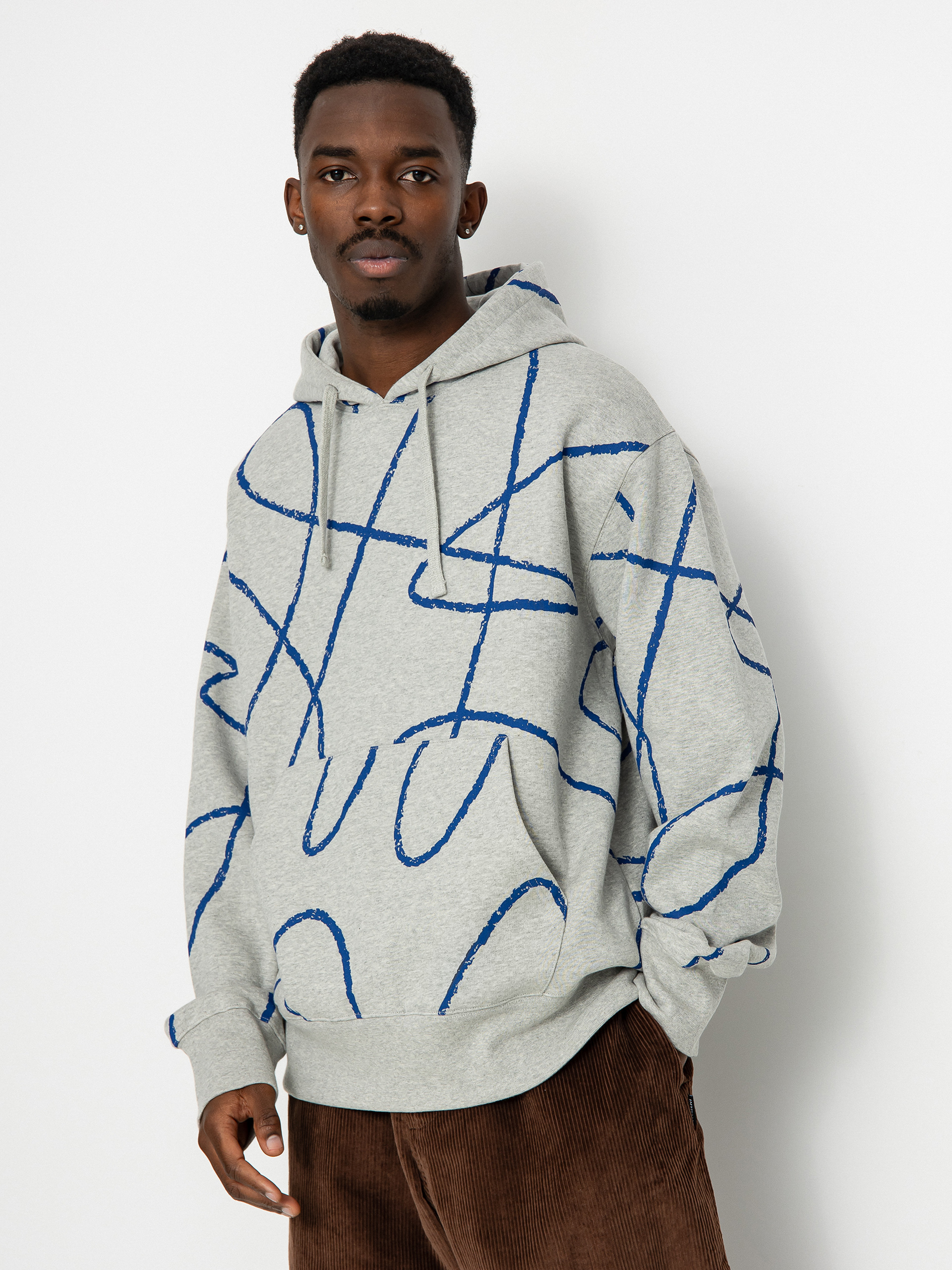 Mikina s kapucňou Poetic Collective Doodle Pattern HD (heather grey)