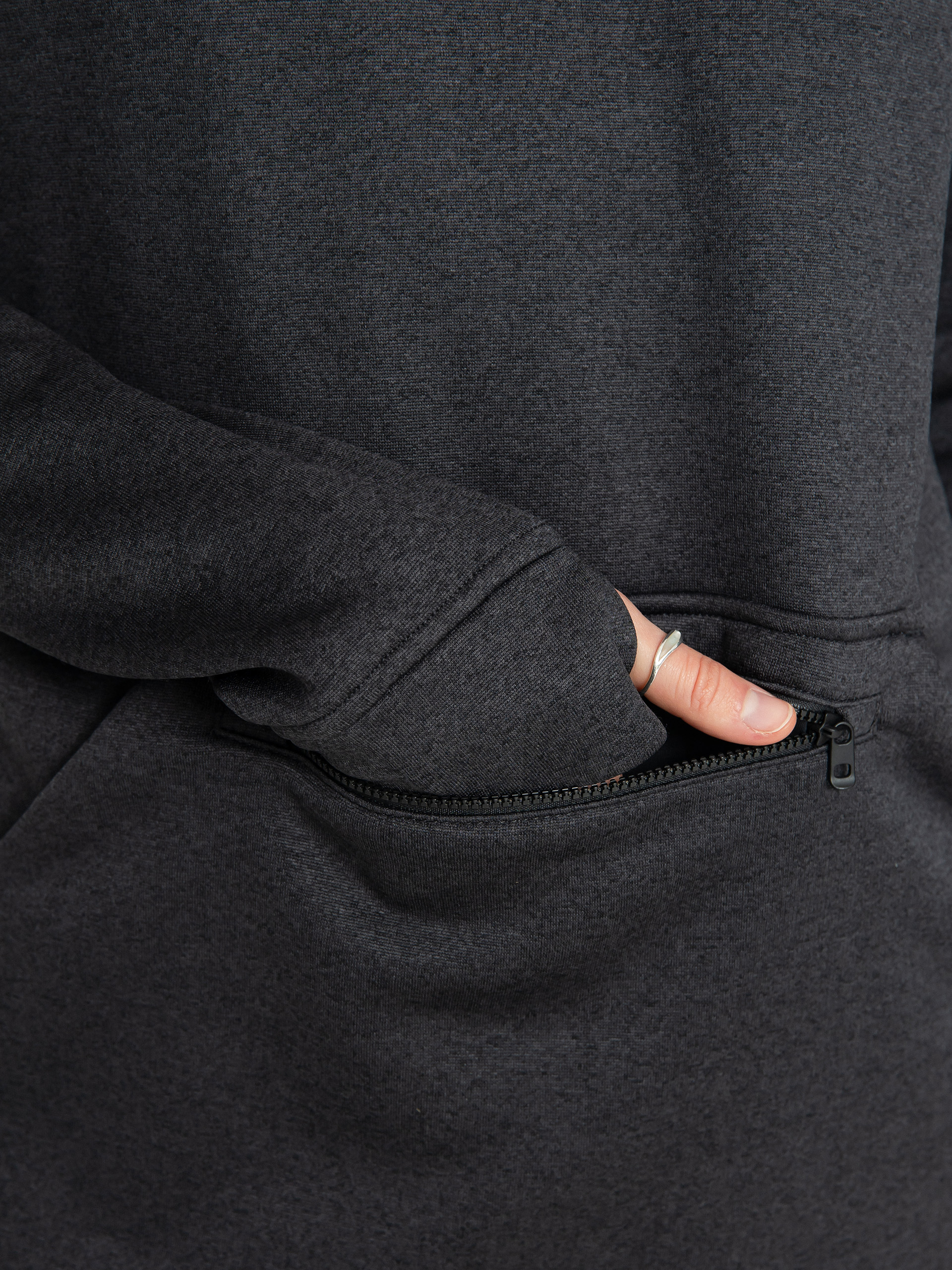 Mikina s kapucňou Burton Oak Long HD Wmn (true black heather)