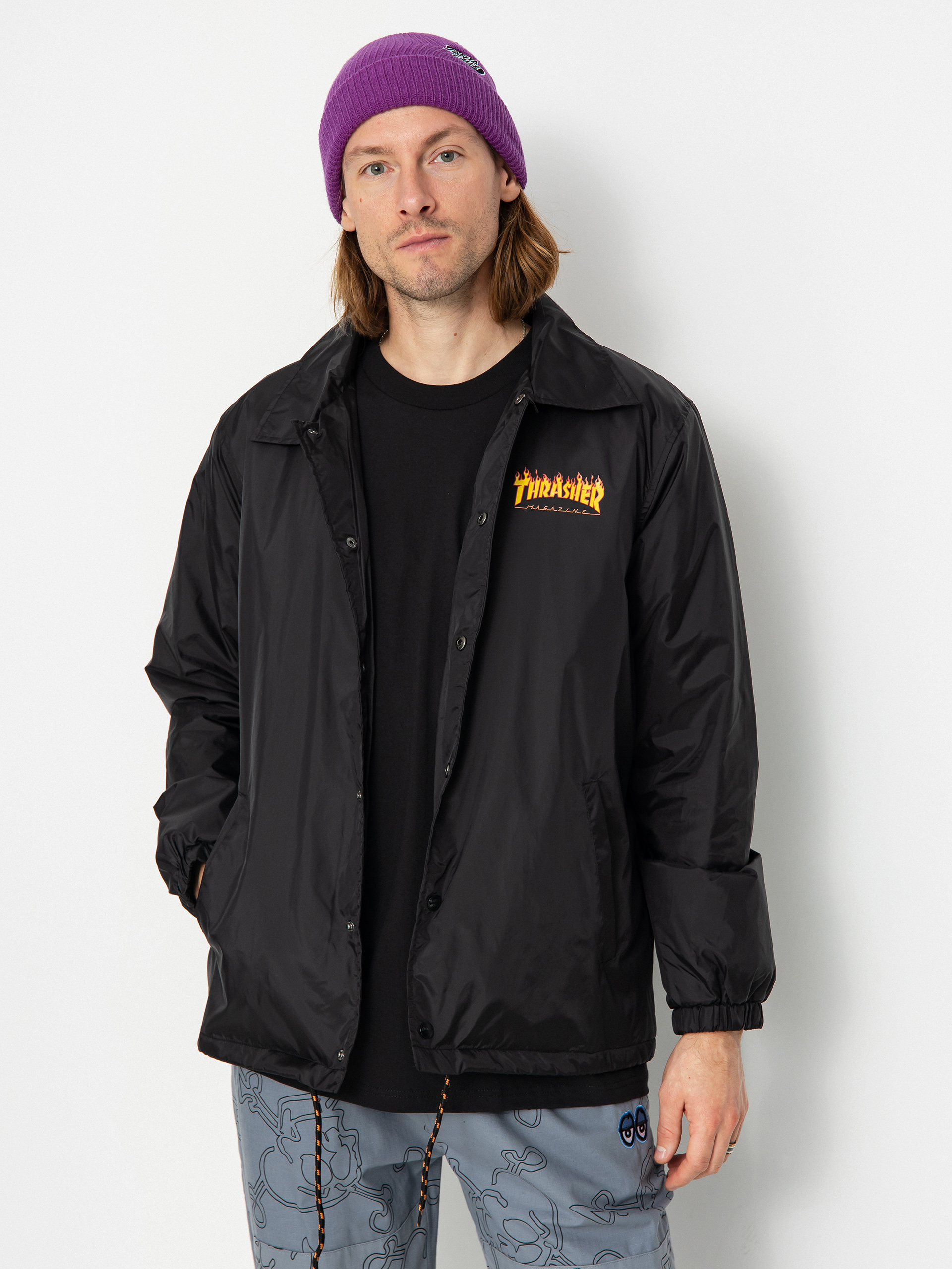 Bunda Santa Cruz X Thrasher Flame Dot Coach (black)