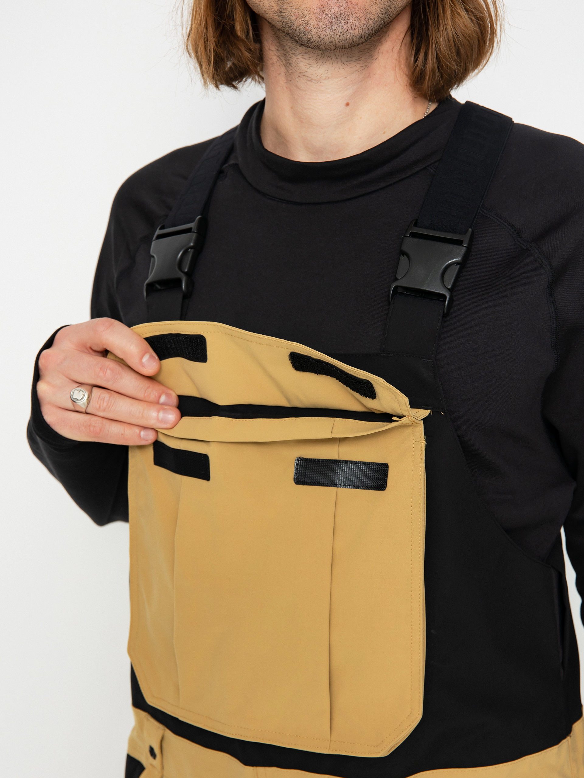 Pánske Snowboardové nohavice ThirtyTwo Basement Bib (black/tan)