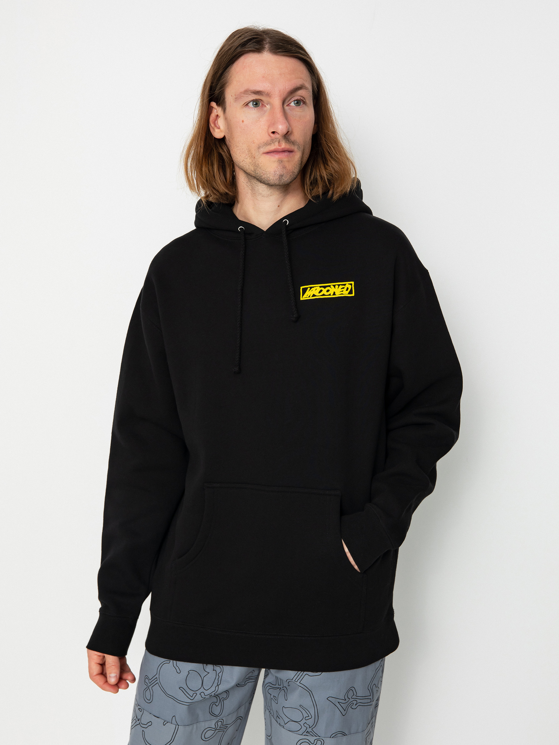 Mikina s kapucňou Krooked Moonsmile Raw HD (black/yellow)