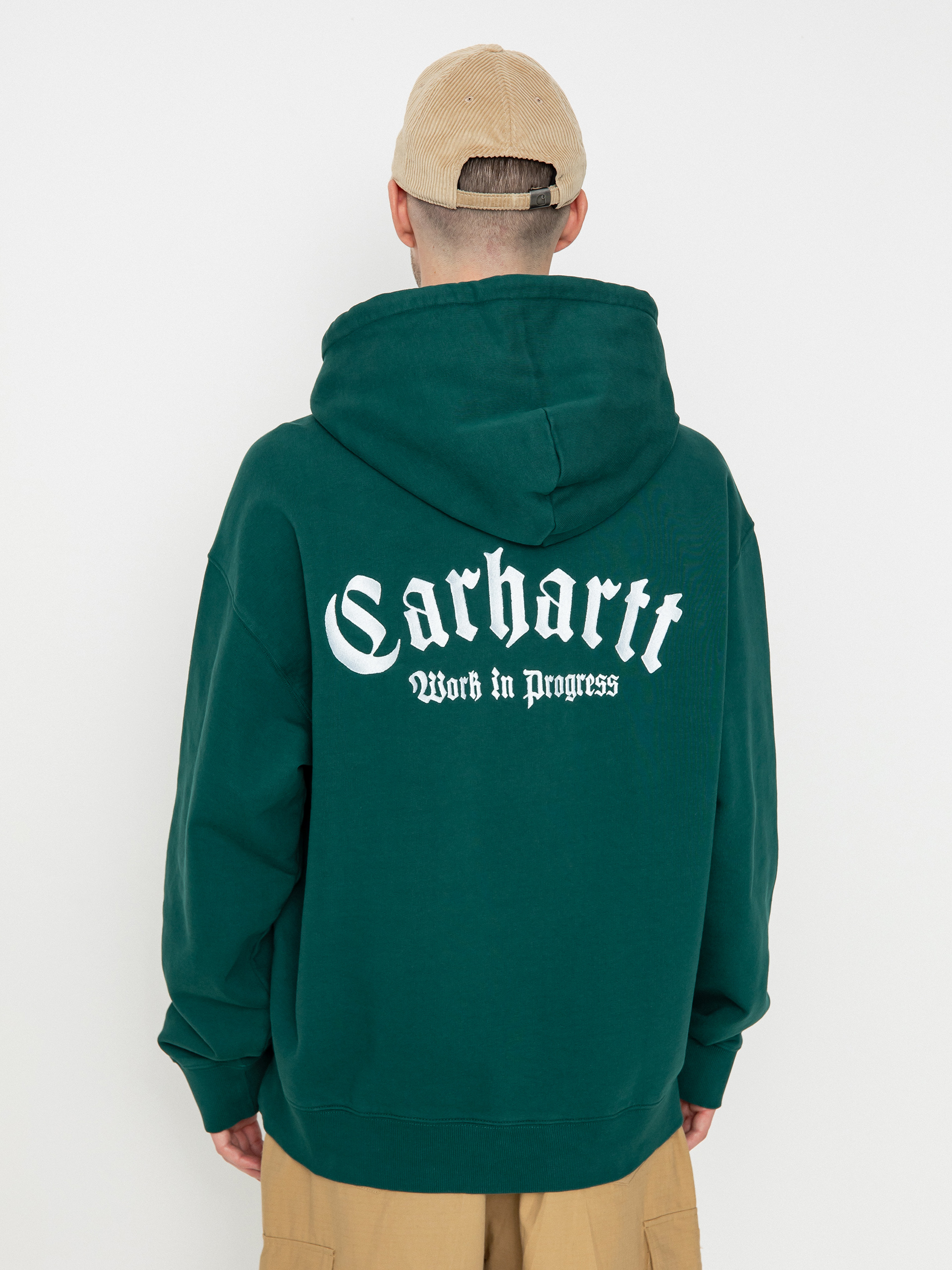 Mikina s kapucňou Carhartt WIP Onyx Script HD (chervil/white)