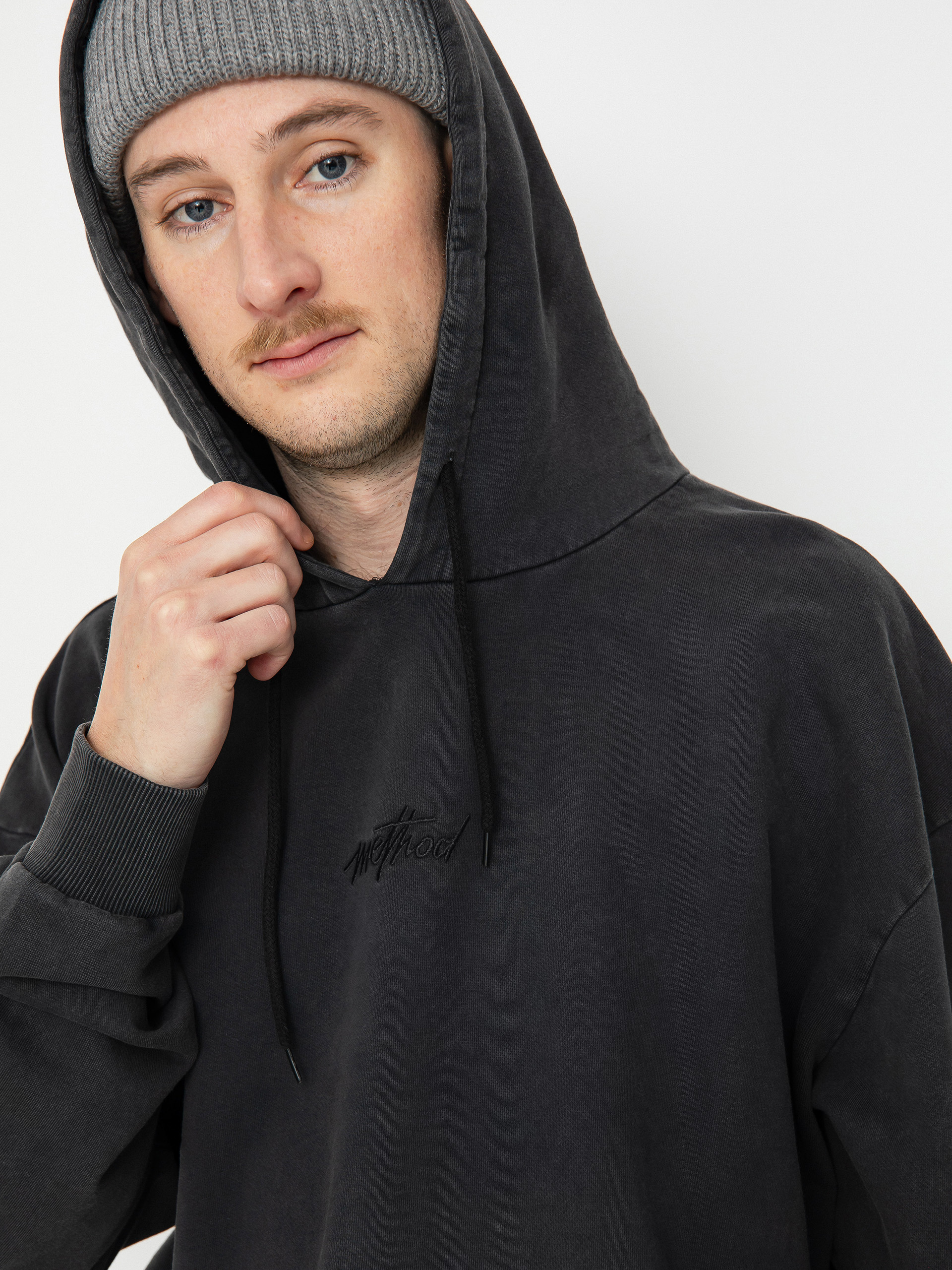 Mikina s kapucňou Method Signature HD (washed black)