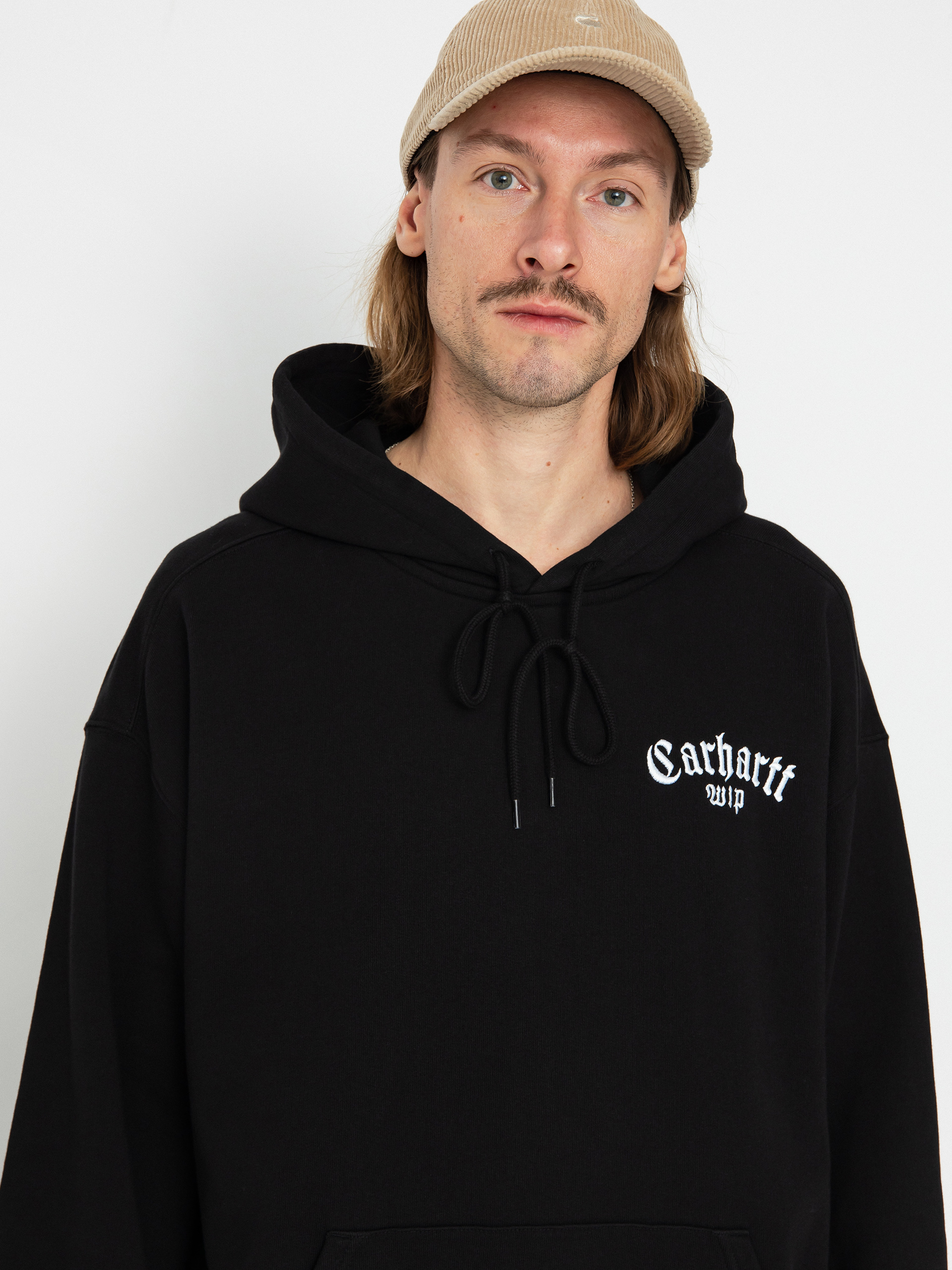 Mikina s kapucňou Carhartt WIP Onyx Script HD (black/white)