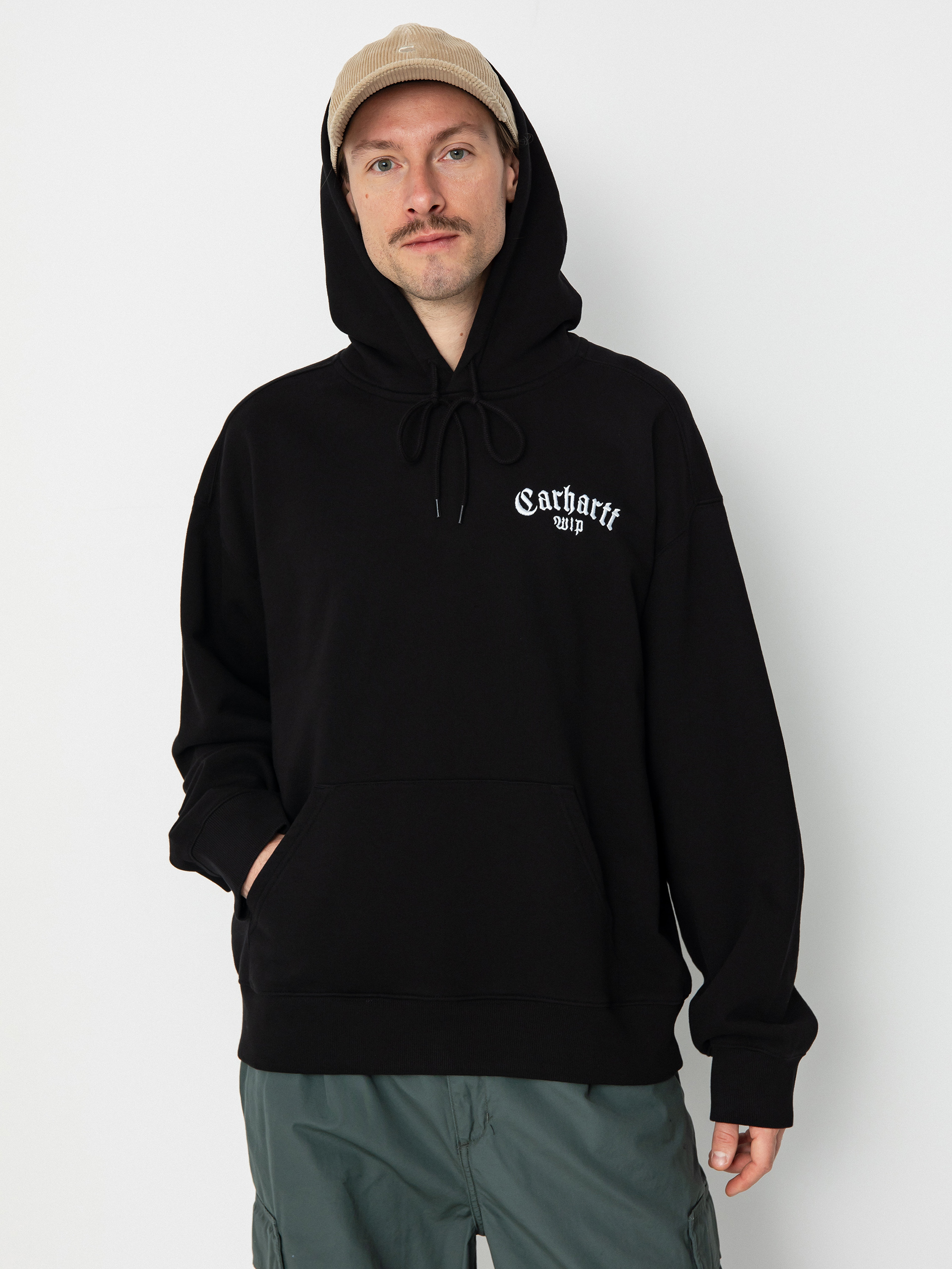 Mikina s kapucňou Carhartt WIP Onyx Script HD (black/white)