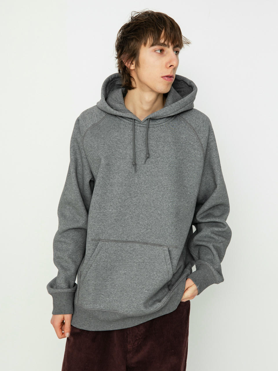 Mikina s kapucňou Carhartt WIP Chase HD (dark grey heather/gold)