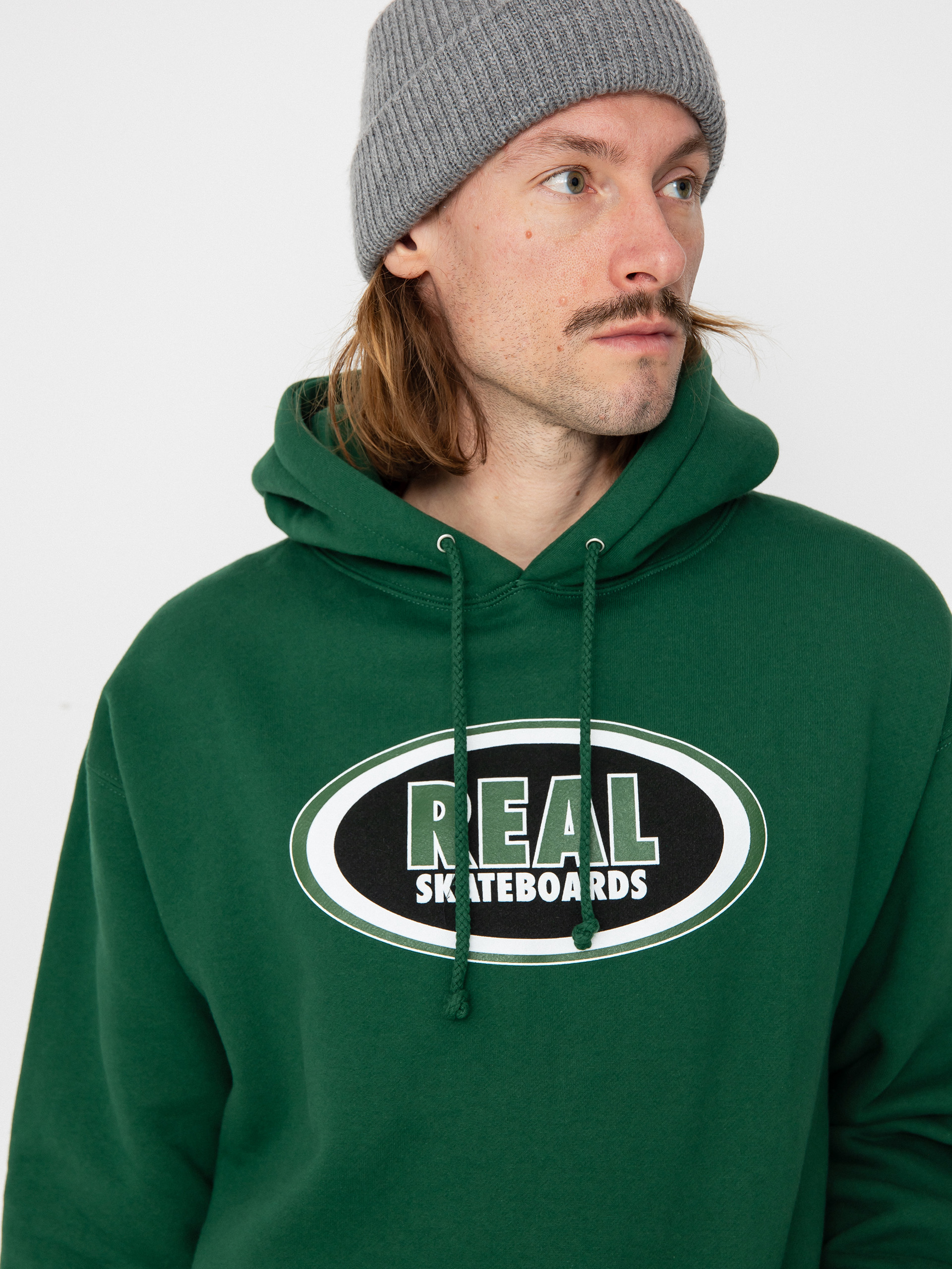 Mikina s kapucňou Real Oval HD (dark green/black/white)